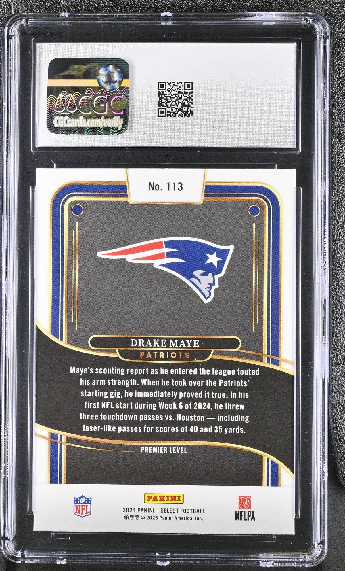 2024 Panini Select Drake Maye Rookie #113 CGC 9.5 New England Patriots