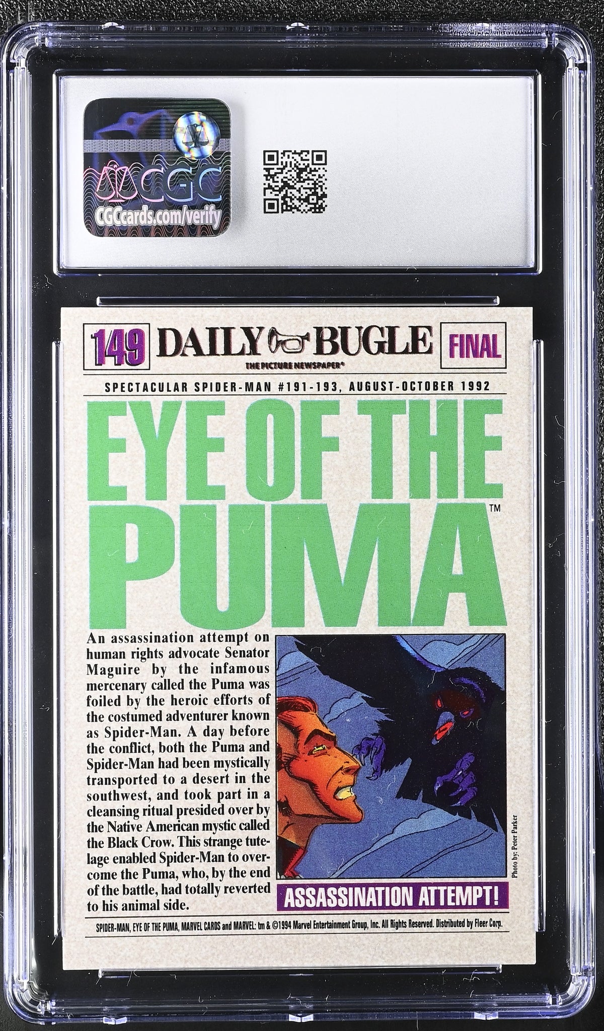 1994 Fleer Amazing Spider-Man Eye of the Puma #149 CGC 10
