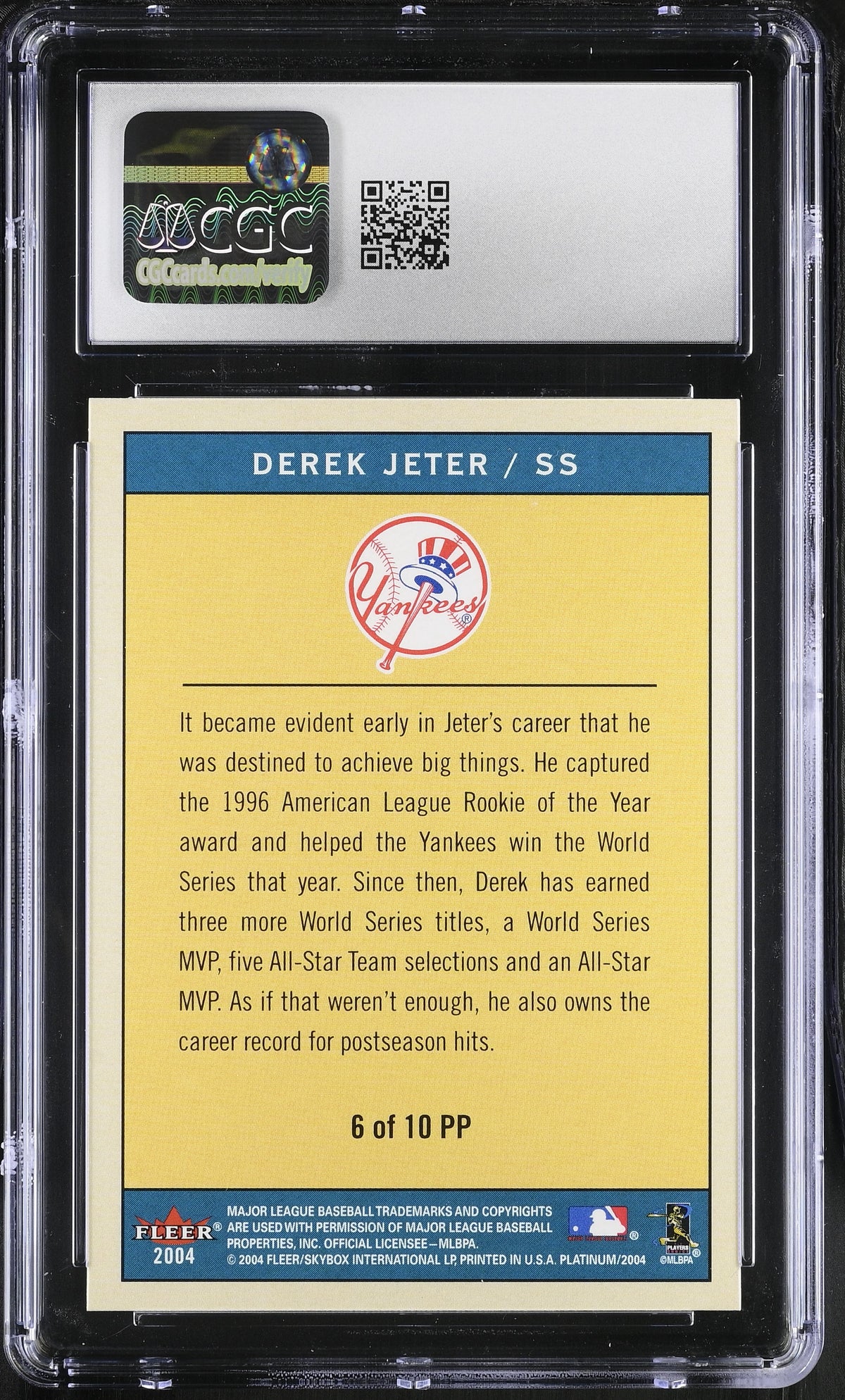 2004 Fleer Platinum Derek Jeter Platinum Portraits #6PP CGC 9.5