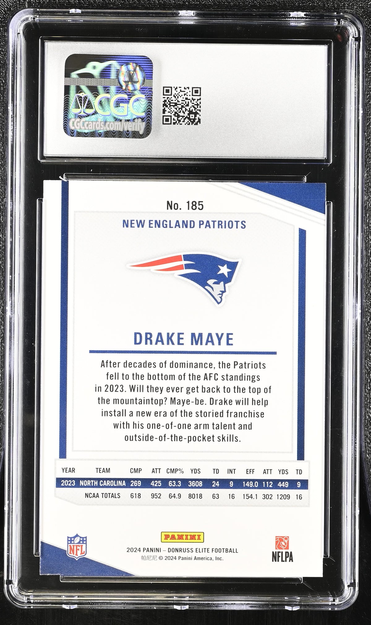 2024 Donruss Elite Drake Maye Razzle Dazzle #185 CGC 9.5 New England Patriots