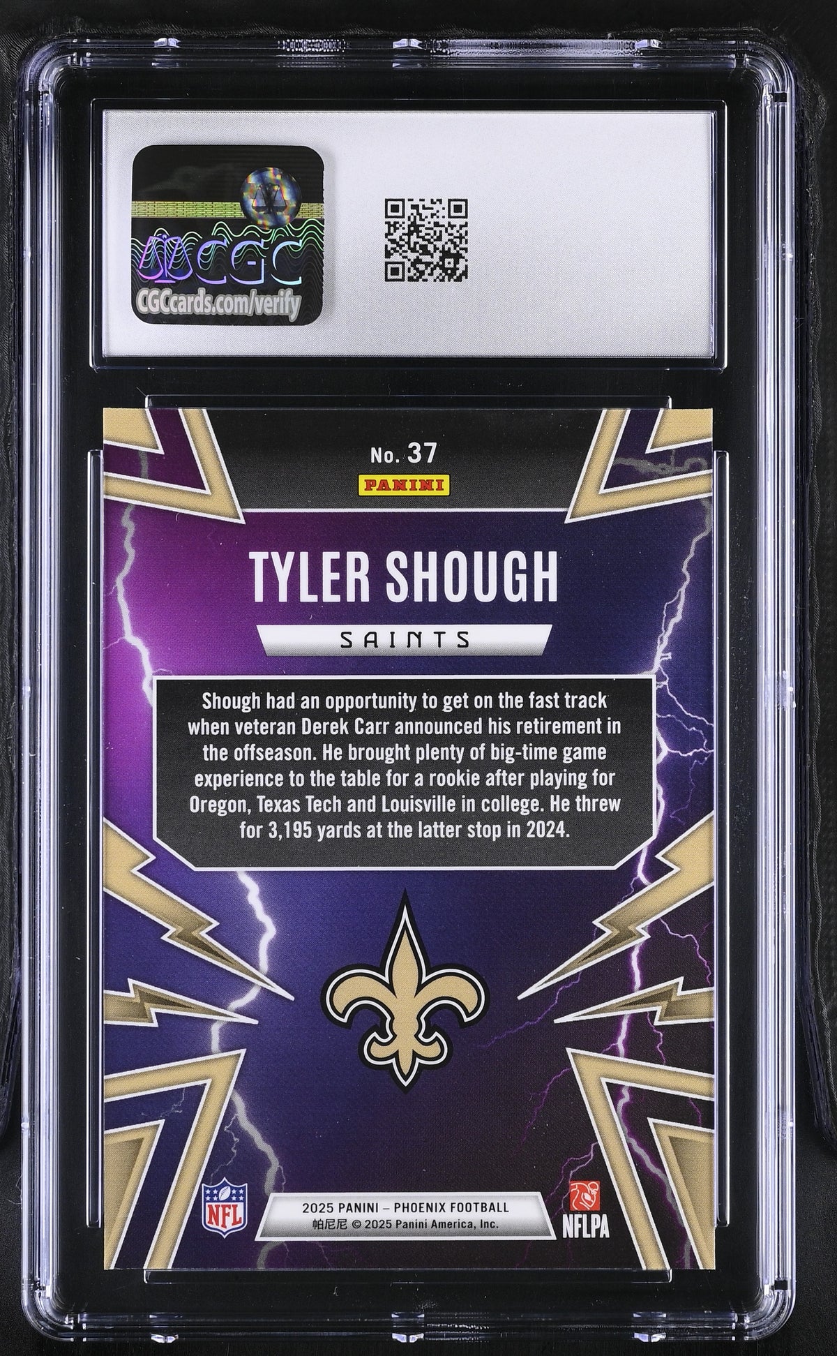 2025 Panini Phoenix Tyler Shough Rookie Thunderbirds #37 CGC 10 Saints