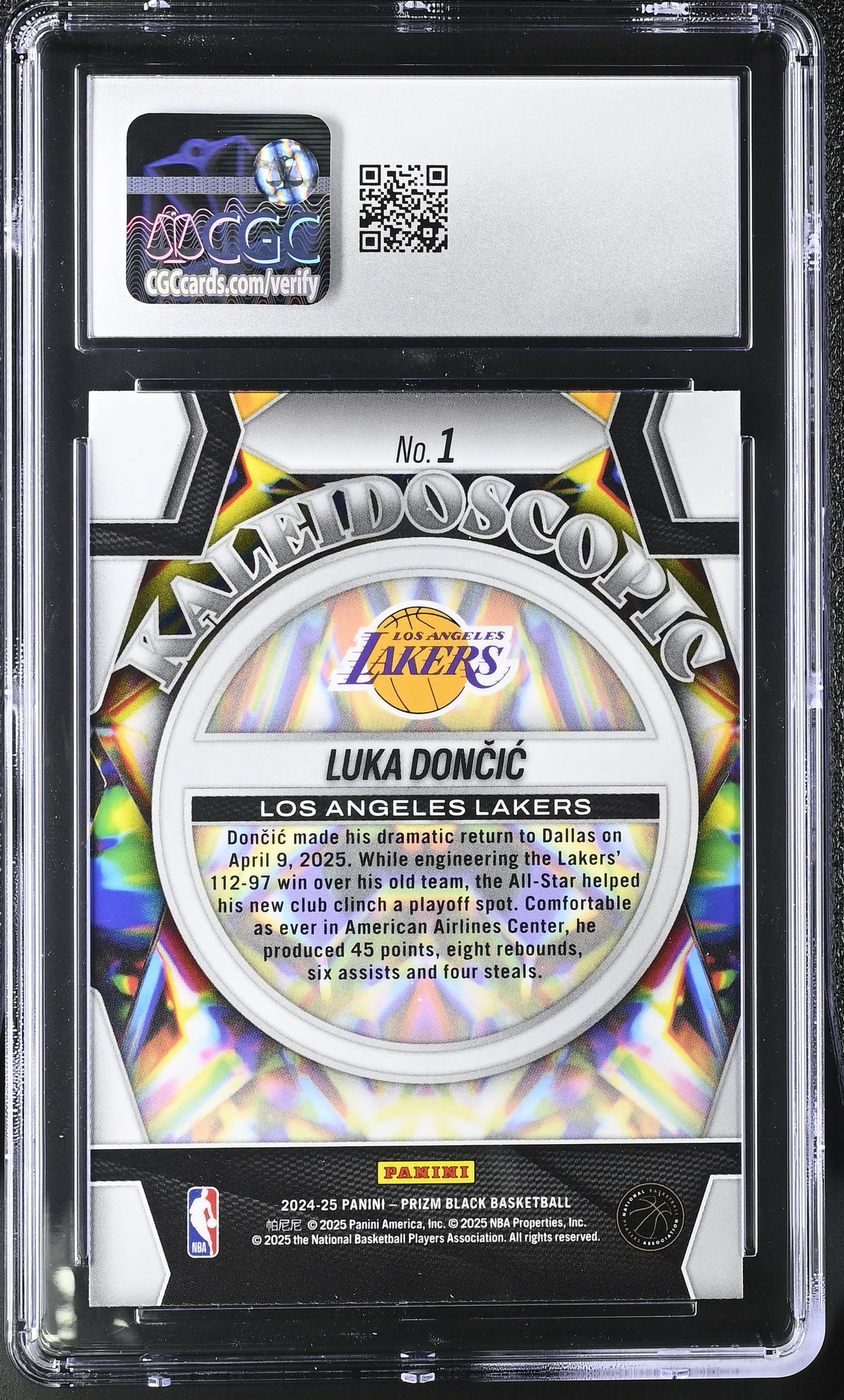 2024-25 Panini Prizm Black Luka Doncic Kaleidoscopic #1 CGC 10 Lakers