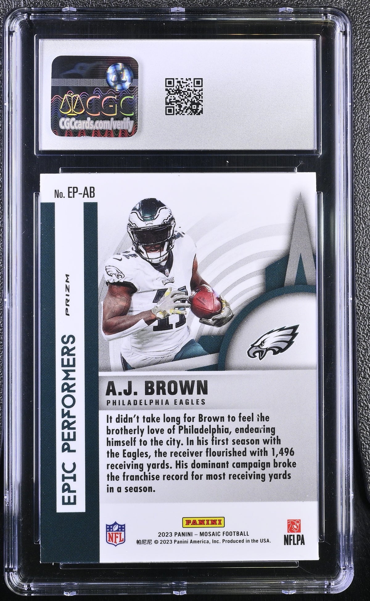 2023 Panini Mosaic A.J. Brown Green Epic Performers #EP-AB CGC 10