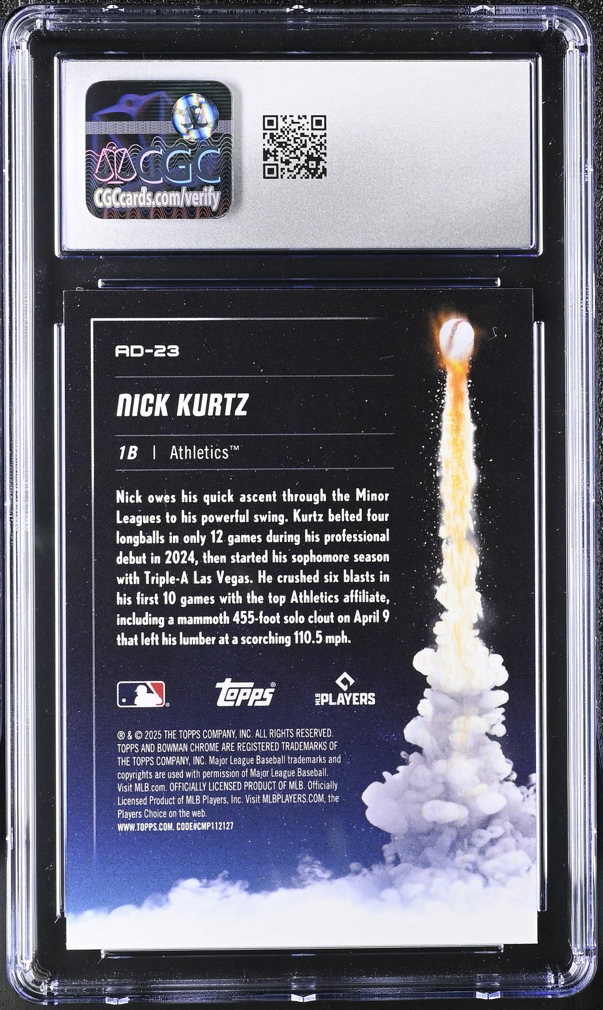 2025 Bowman Chrome Nick Kurtz Rookie Adios #AD-23 CGC 9.5 Oakland Athletics