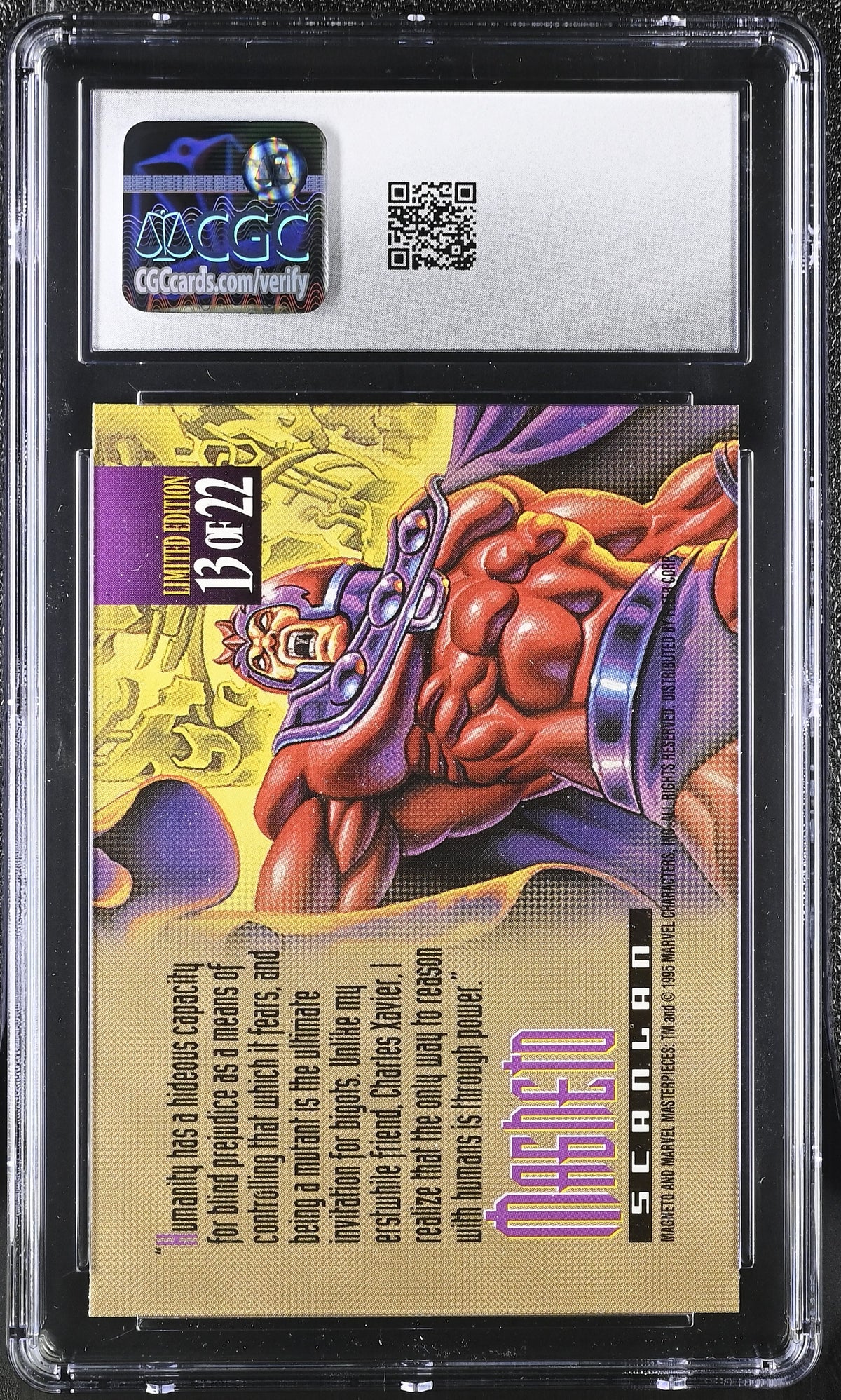 1995 Fleer Marvel Masterpieces Magneto #13 of 22 Canvas CGC 9.5