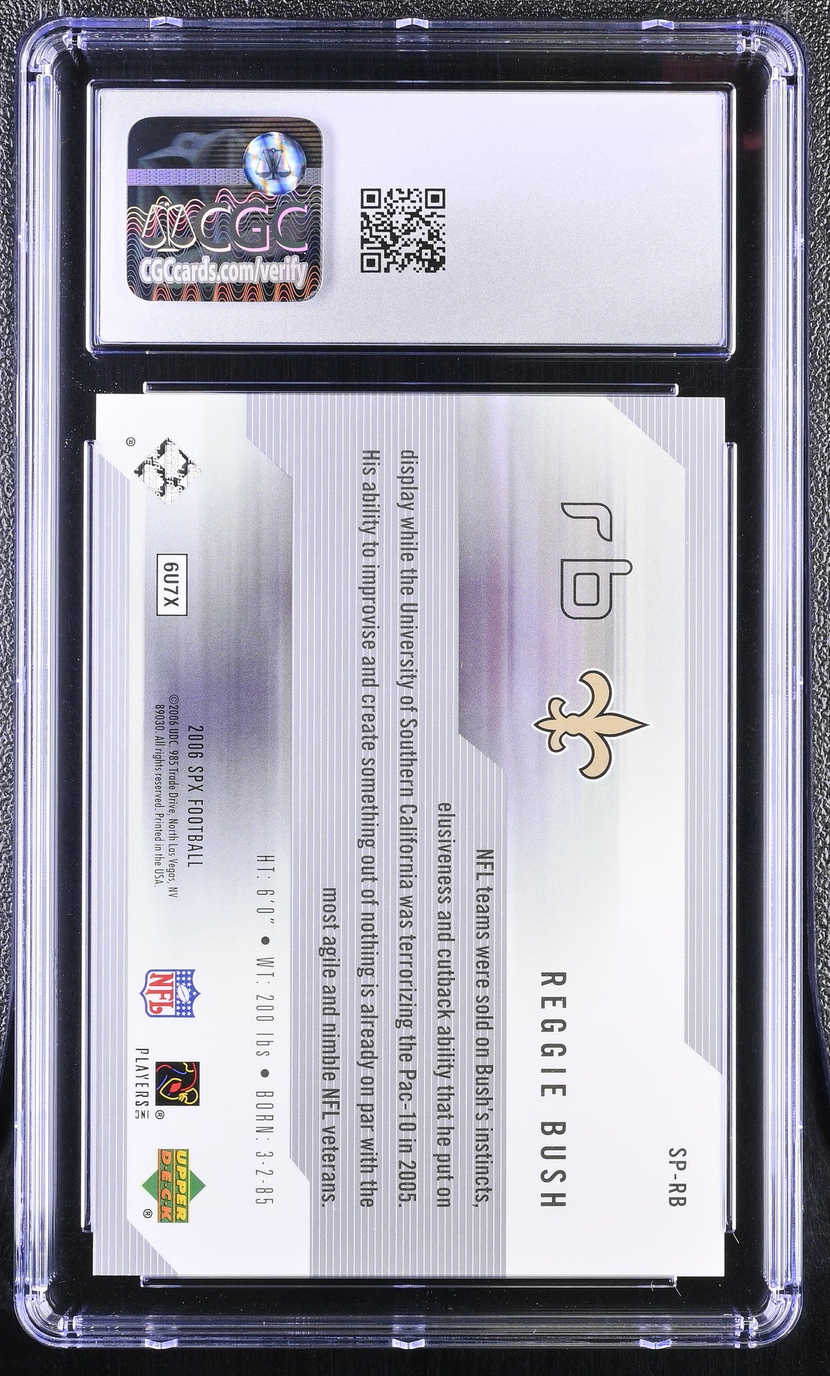 2006 SPX Reggie Bush /650 Rookie SPxcellence #SP-RB CGC 9.5 New Orleans Saints