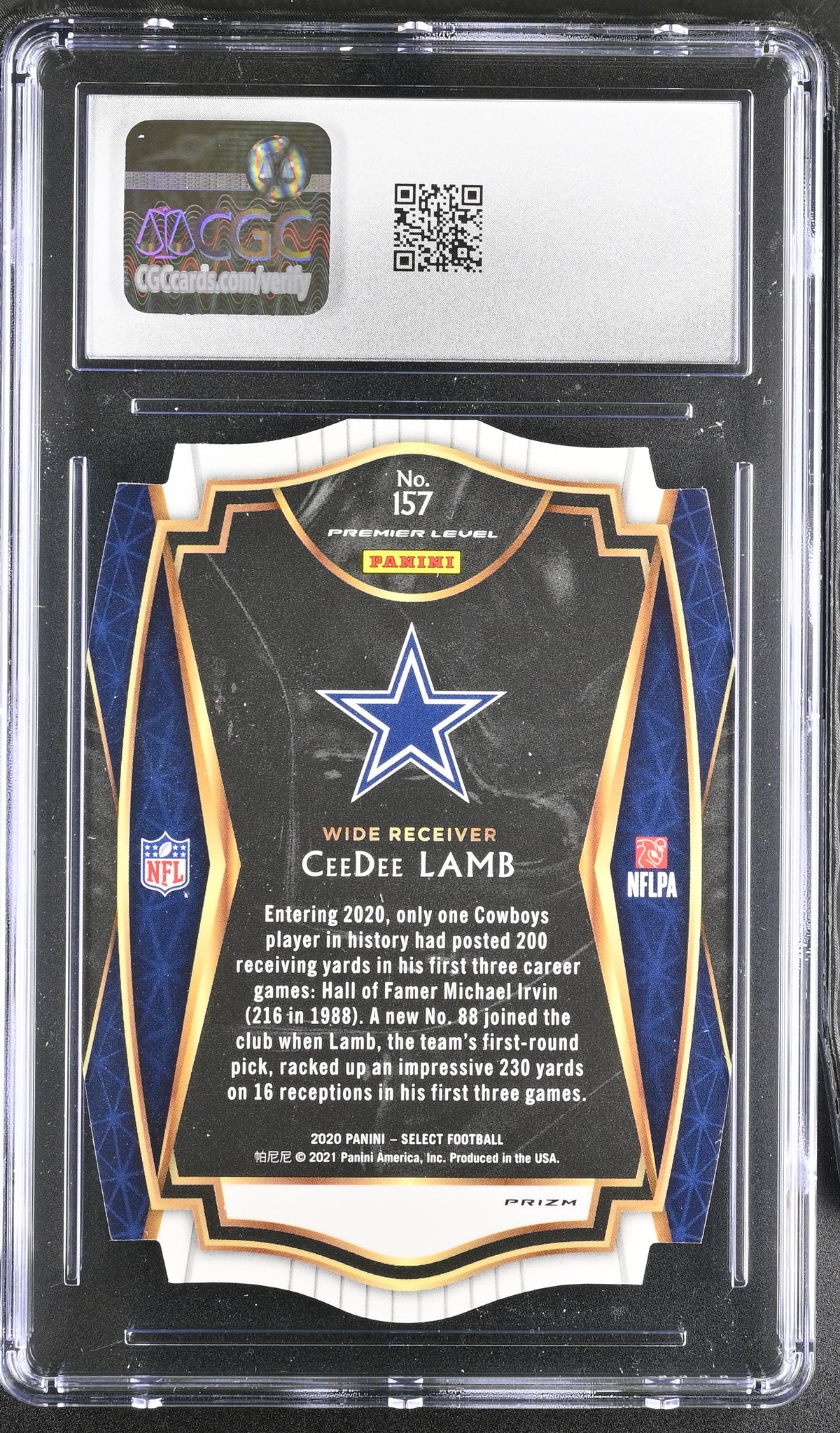 2020 Panini Select CeeDee Lamb Maroon Die-Cut Rookie #157 CGC 10 Dallas Cowboys