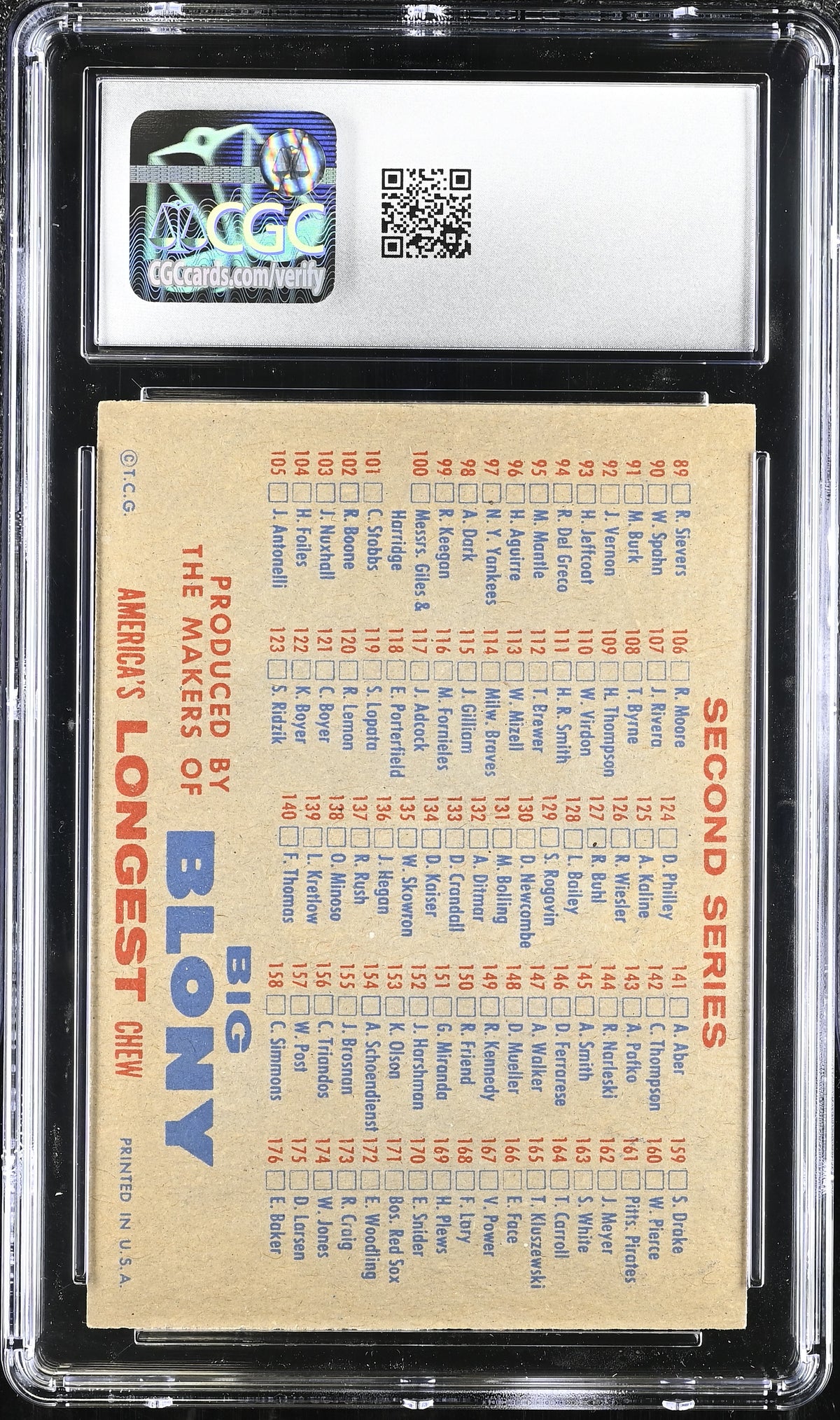 1957 Topps Checklist Series 1/2 Big Blony Ad CGC 5