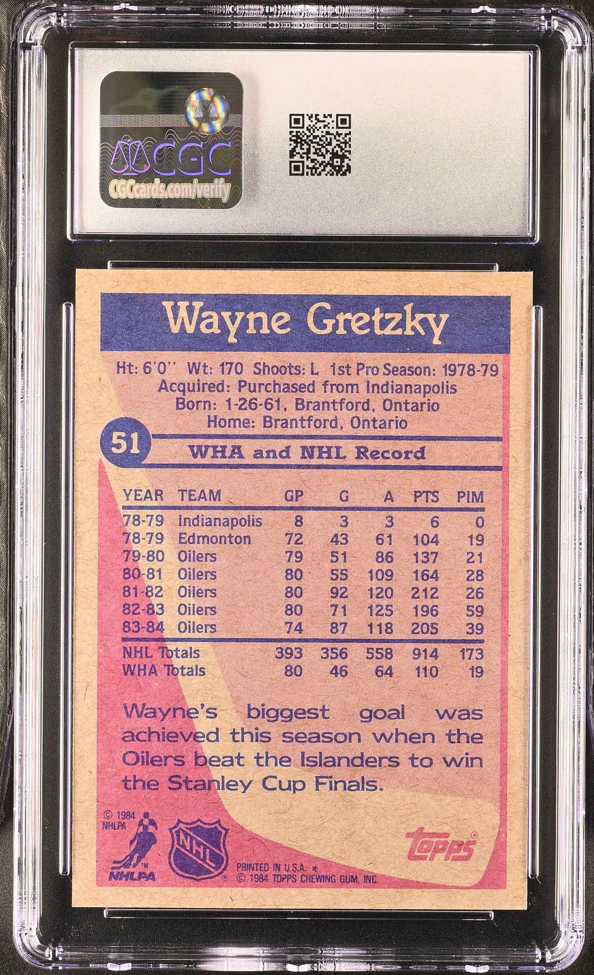 1984-85 Topps Wayne Gretzky #51 CGC 8 Edmonton Oilers