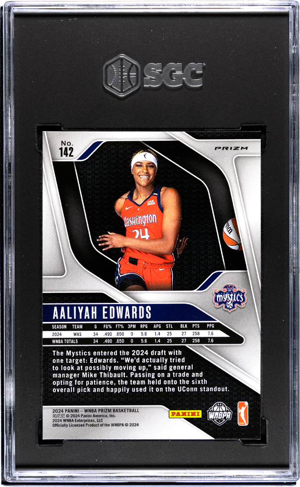 2024 Panini Prizm Wnba Aaliyah Edwards Blue Velocity #142 SGC 9.5
