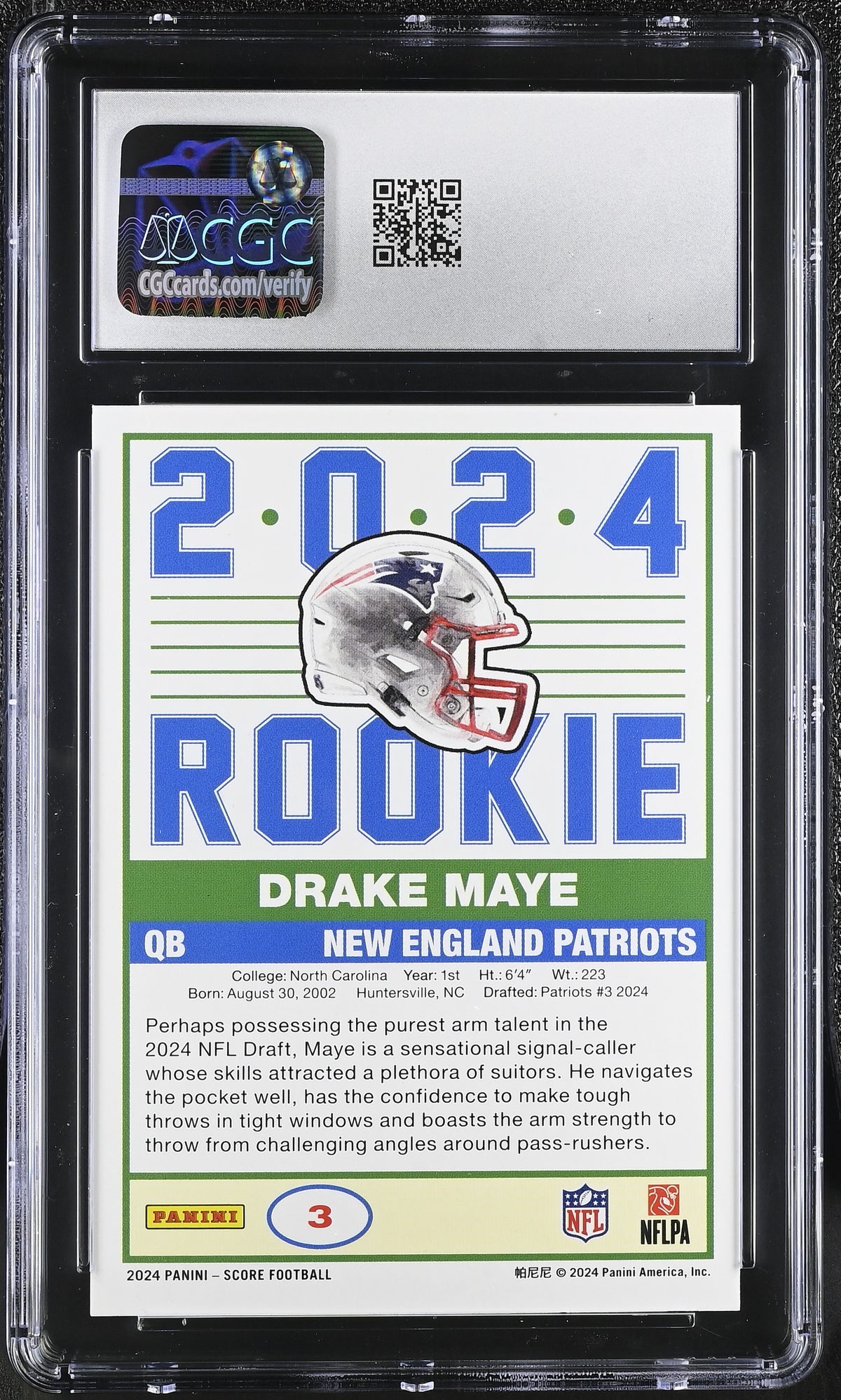 2024 Score Drake Maye 35th Anniversary Rookies #3 CGC 9