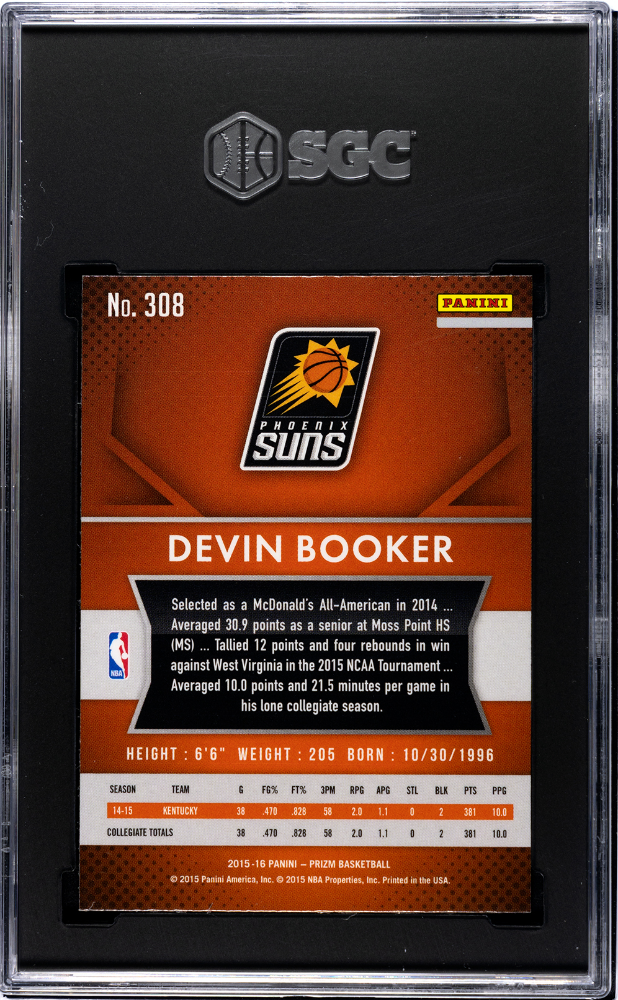 2015 Panini Prizm Devin Booker #308 SGC 9.5 Phoenix Suns