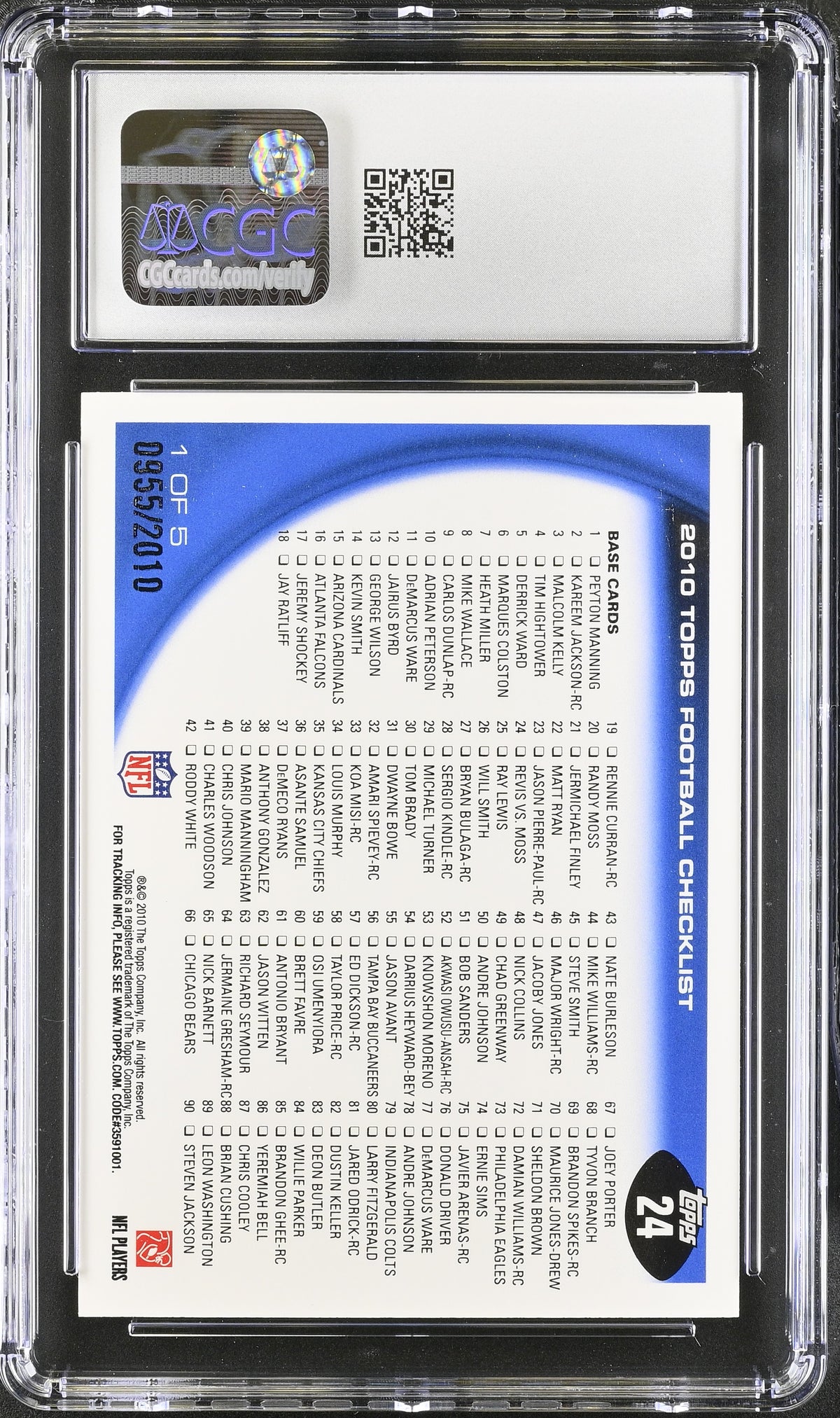2010 Topps Revis vs. Moss Gold 955/2010 #24 CGC 9 Patriots Jets