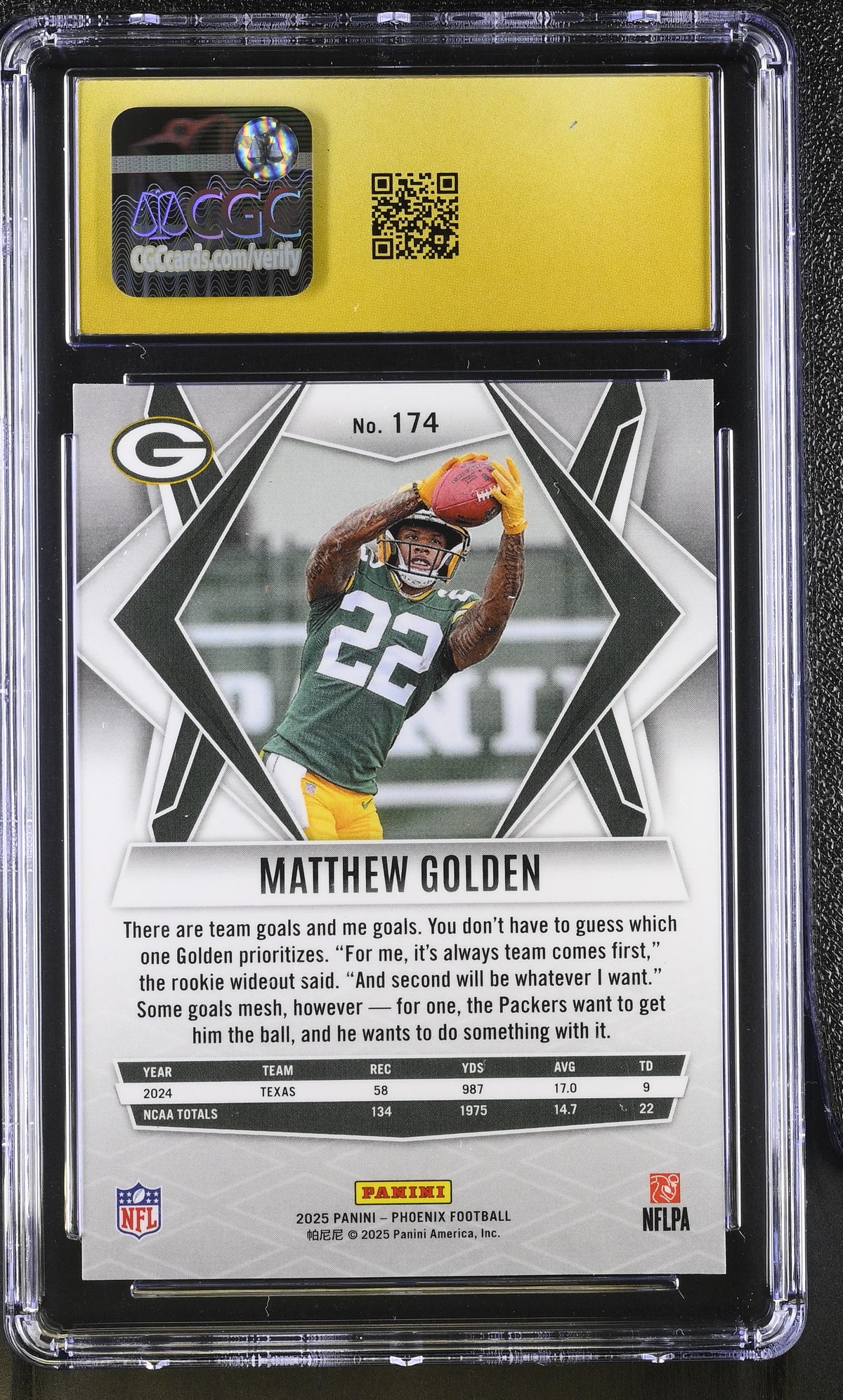 2025 Phoenix Matthew Golden Silver Pyramids Rookie #174 CGC 10 Pristine Packers