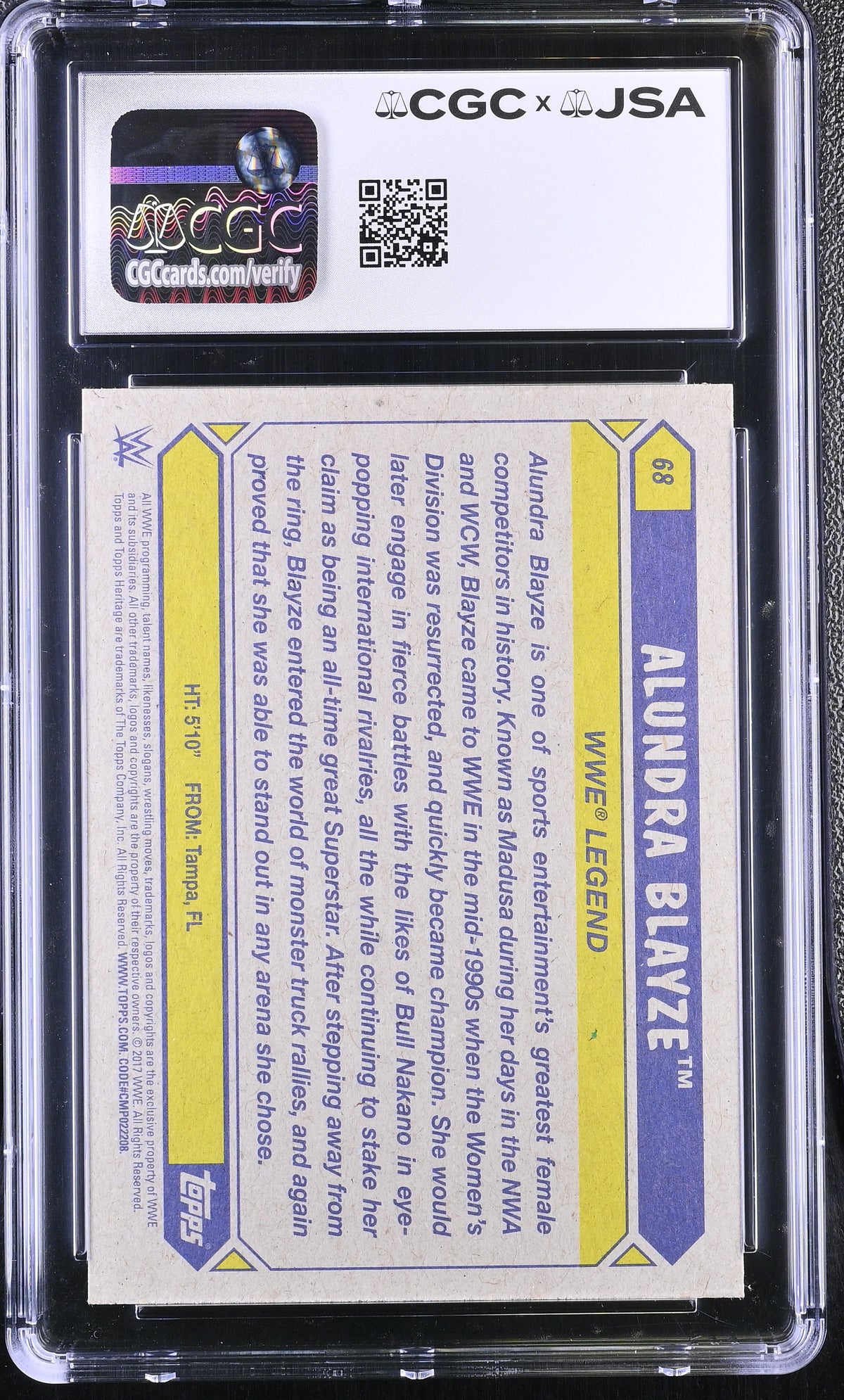 2017 Topps Heritage WWE Alundra Blayze Auto Autograph #68 CGC 9 JSA
