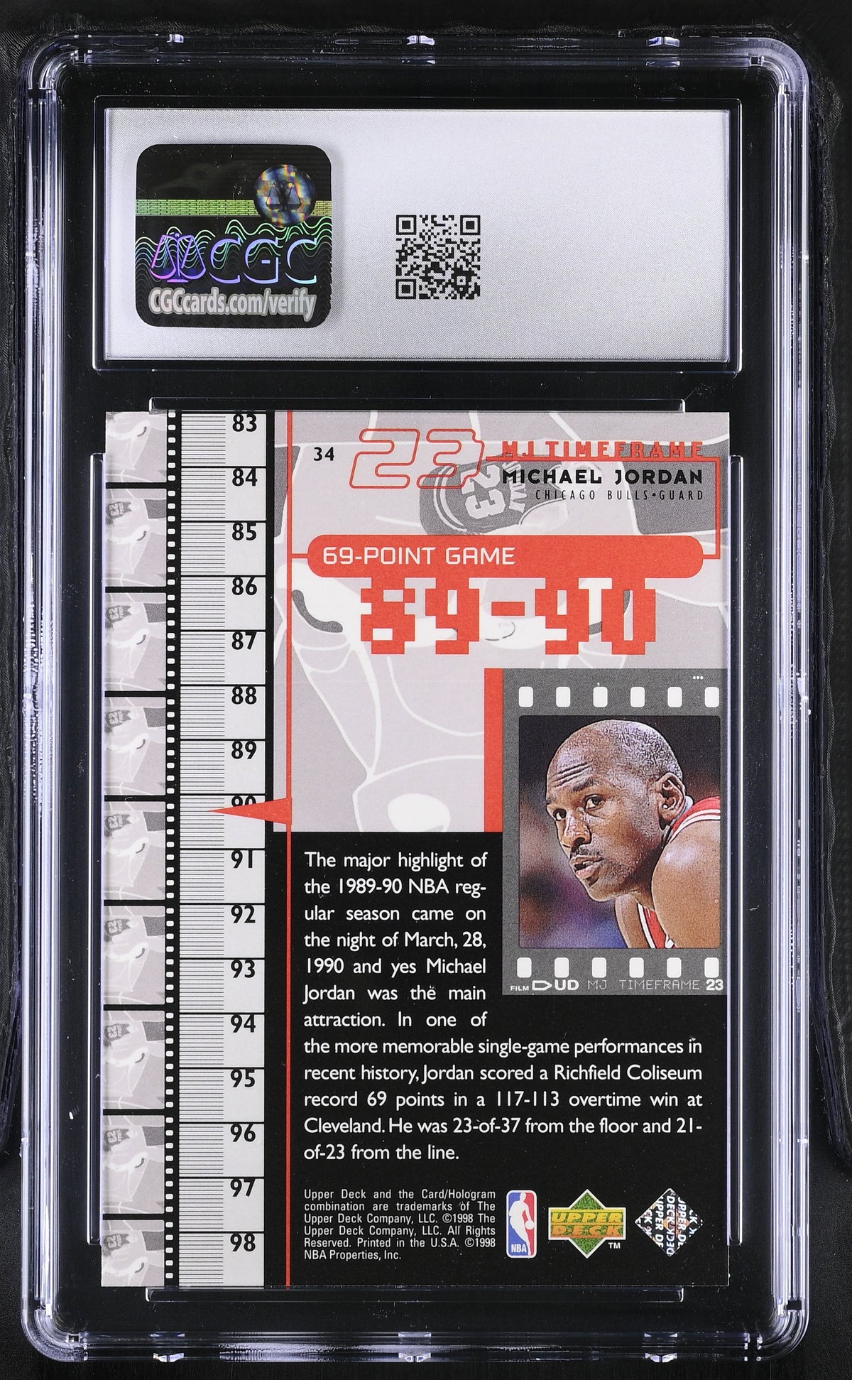 1998 Upper Deck MJ Living Legend Michael Jordan #34 CGC 9 Chicago Bulls