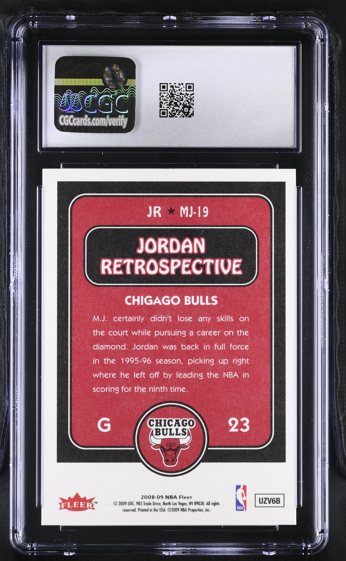 2008-09 Fleer Michael Jordan Jordan Retrospective #MJ-19 CGC 10 Chicago Bulls