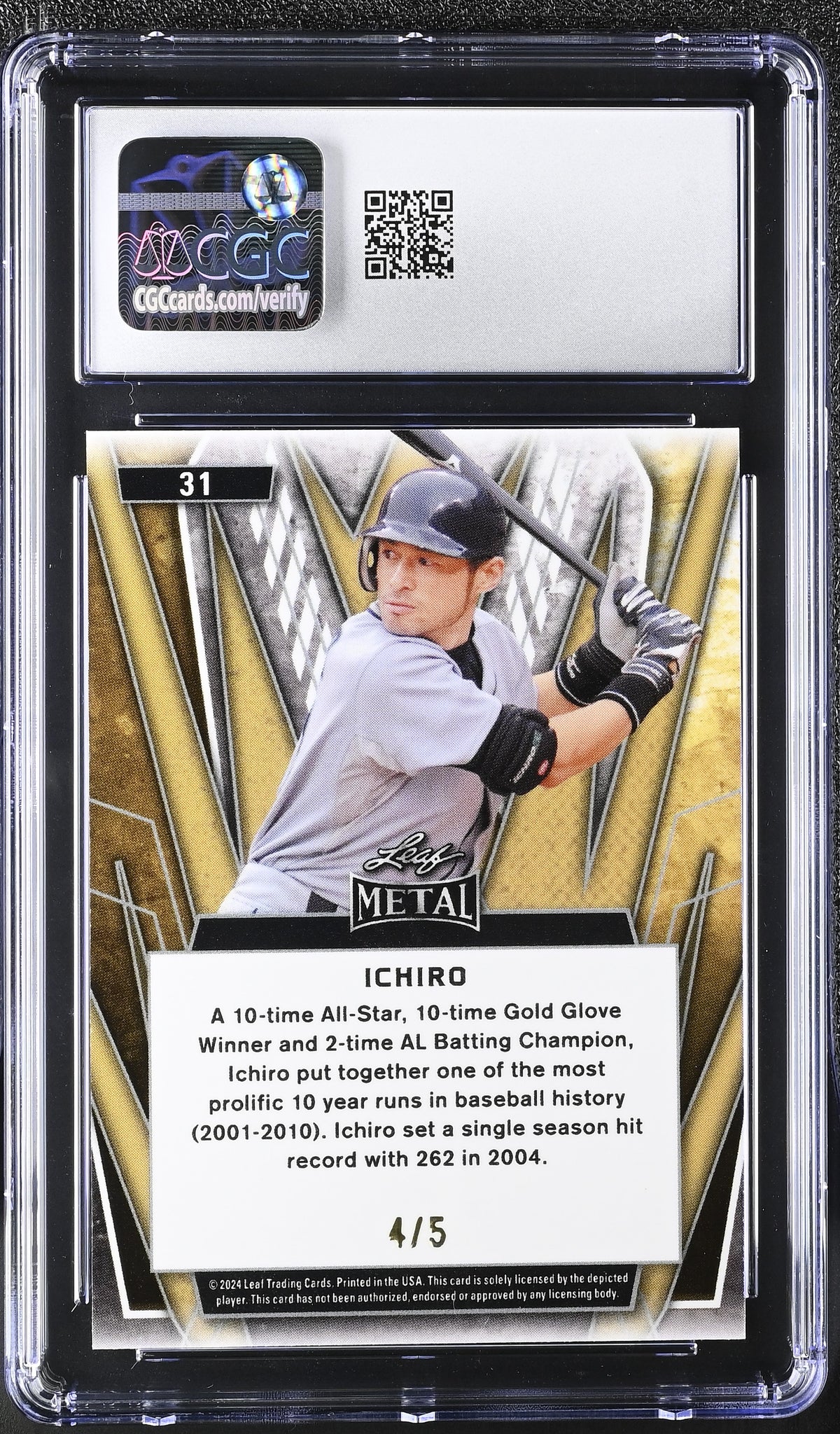 2024 Leaf Metal Ichiro Prismatic Green /5 #31 CGC 9.5