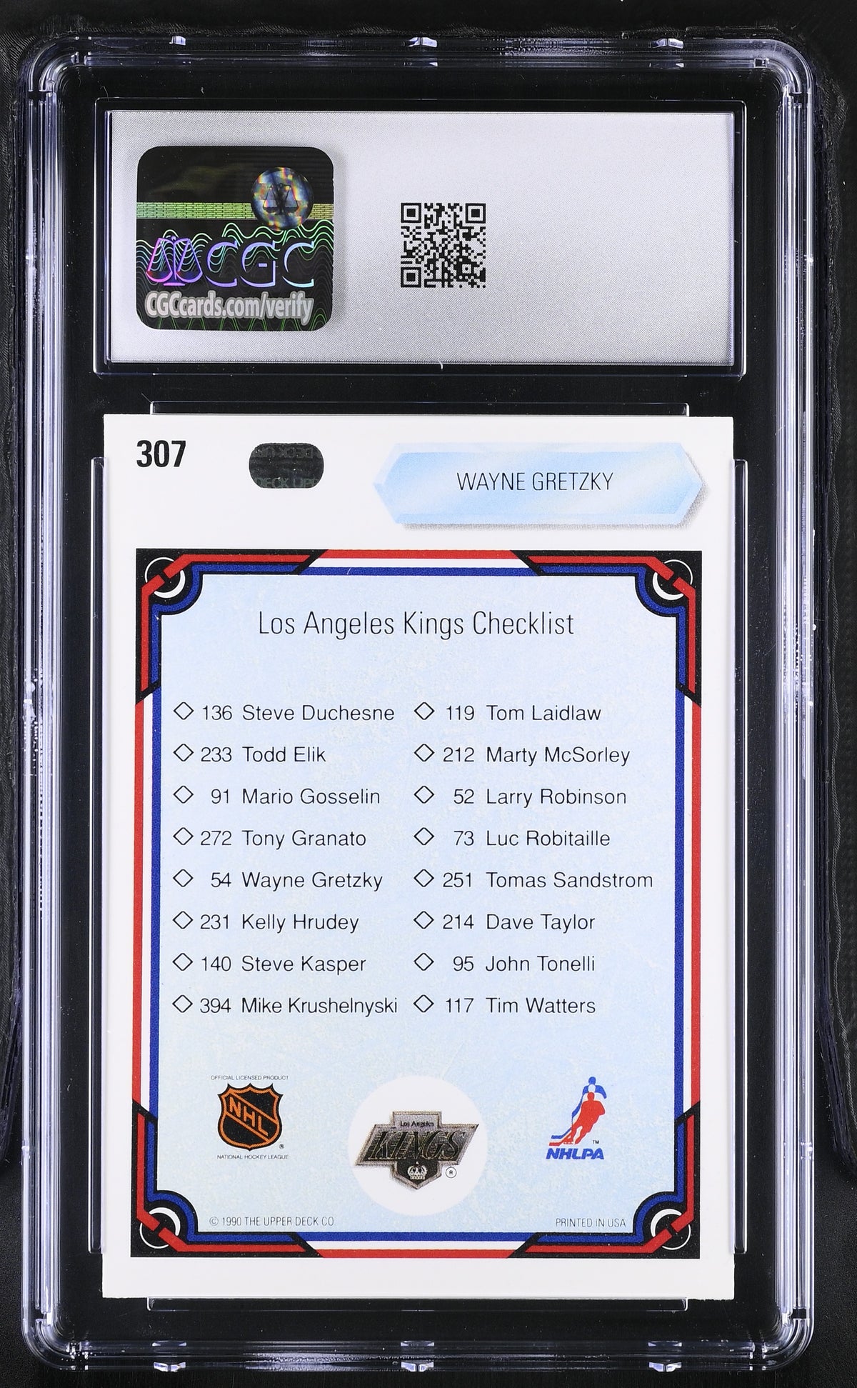 1990-91 Upper Deck Wayne Gretzky Team Checklist #307 CGC 9 Los Angeles Kings