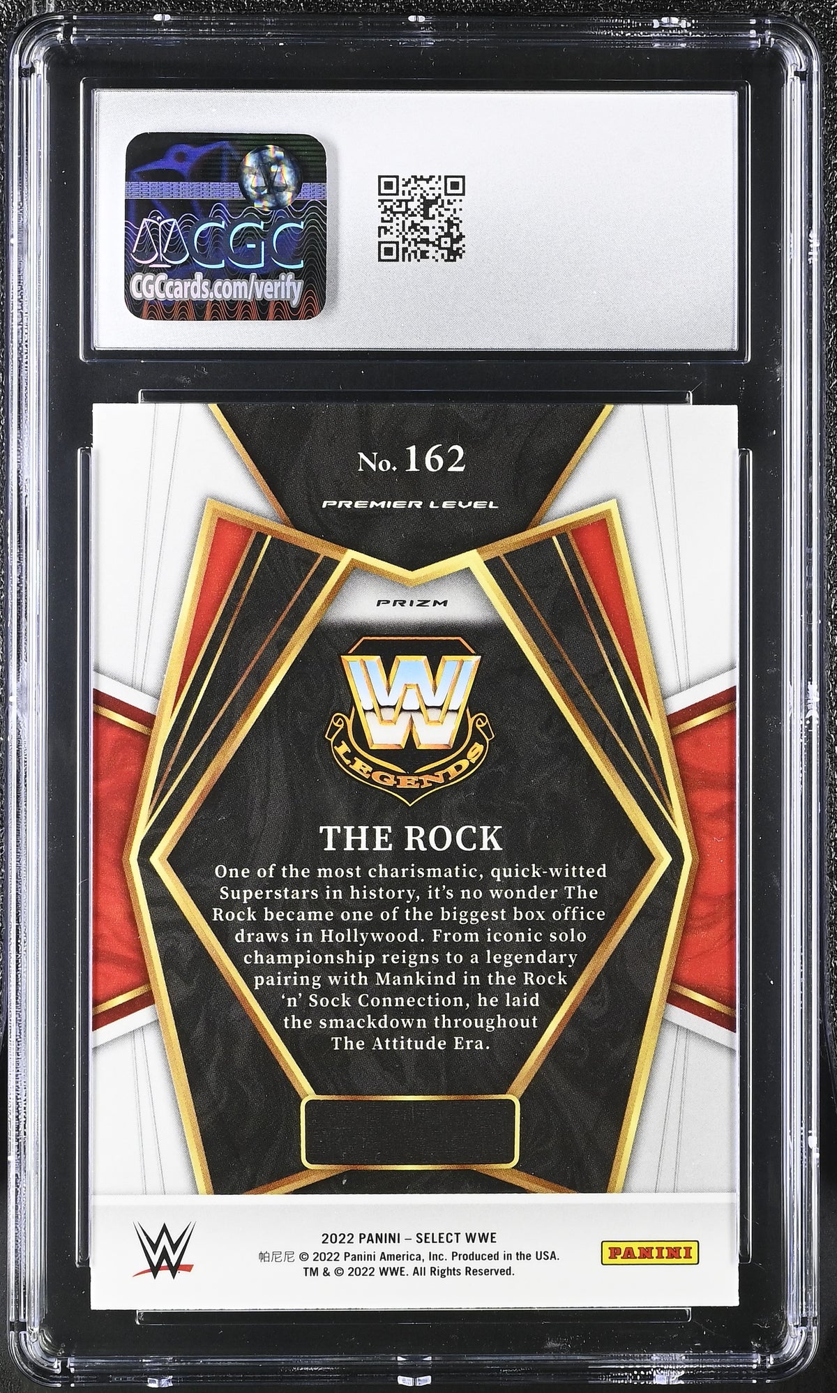 2022 Panini Select WWE The Rock Orange Flash #162 CGC 9