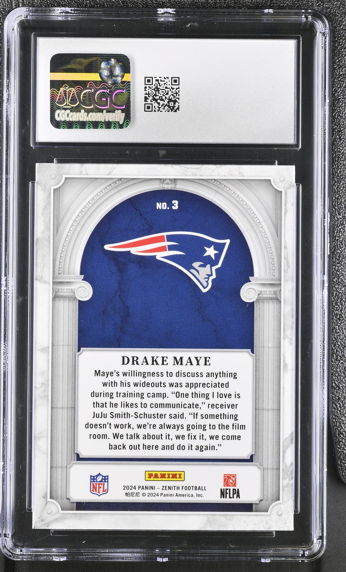 2024 Panini Zenith Drake Maye Rookie Z-Marquee #3 CGC 10 New England Patriots