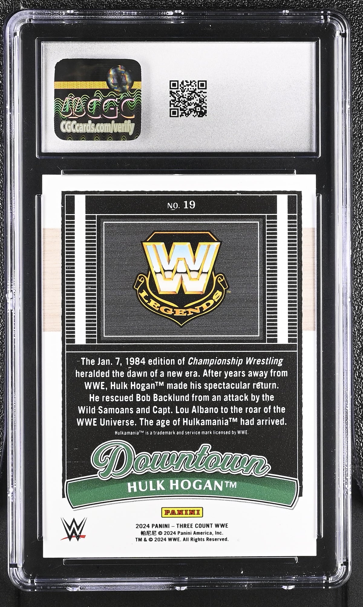 2024 Panini Three Count WWE Hulk Hogan Downtown #19 CGC 9.5