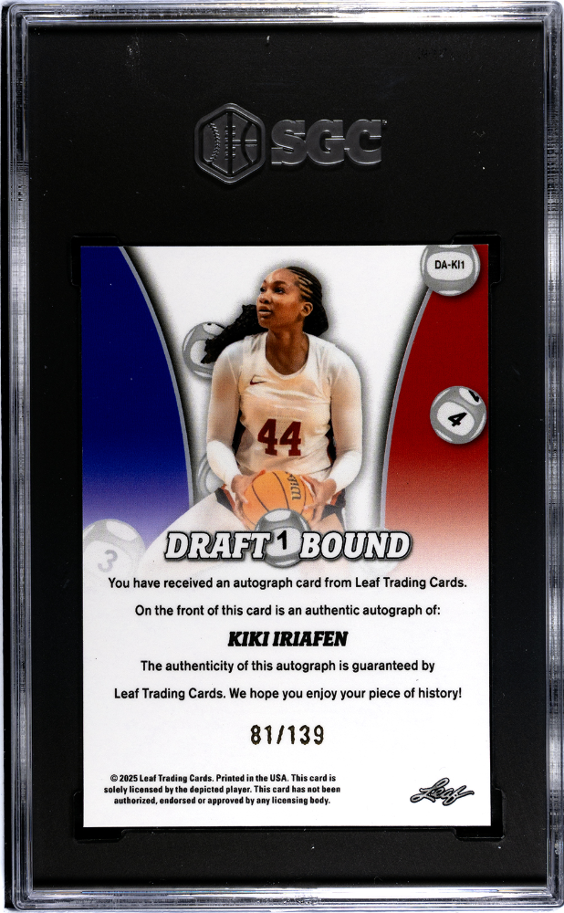2025 Leaf Metal Web Kiki Iriafen Draft Bound Auto /139 Rookie #DA-KI1 SGC 10 USC