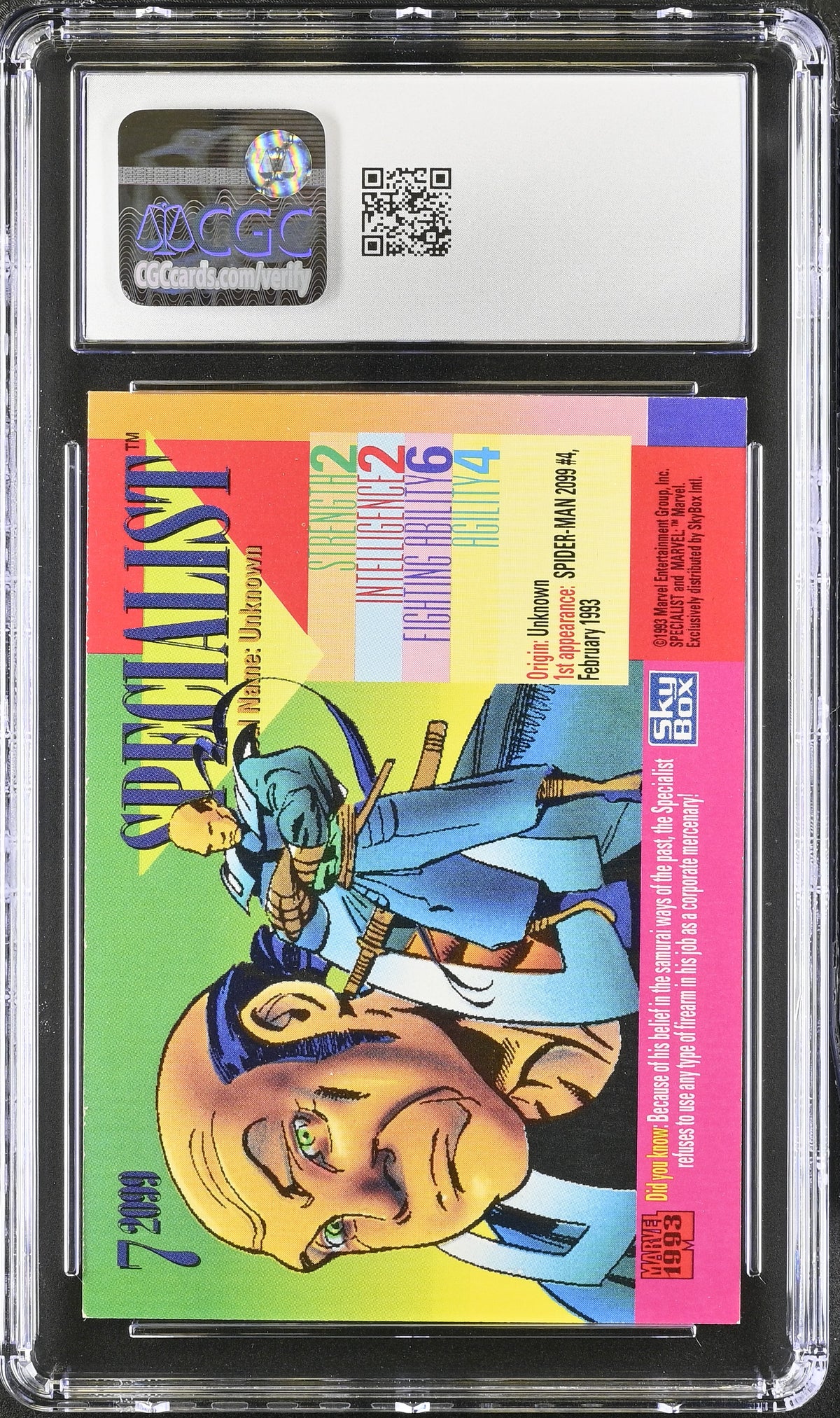 1993 Skybox Marvel Universe Series IV Specialist #7 Red Foil CGC 9