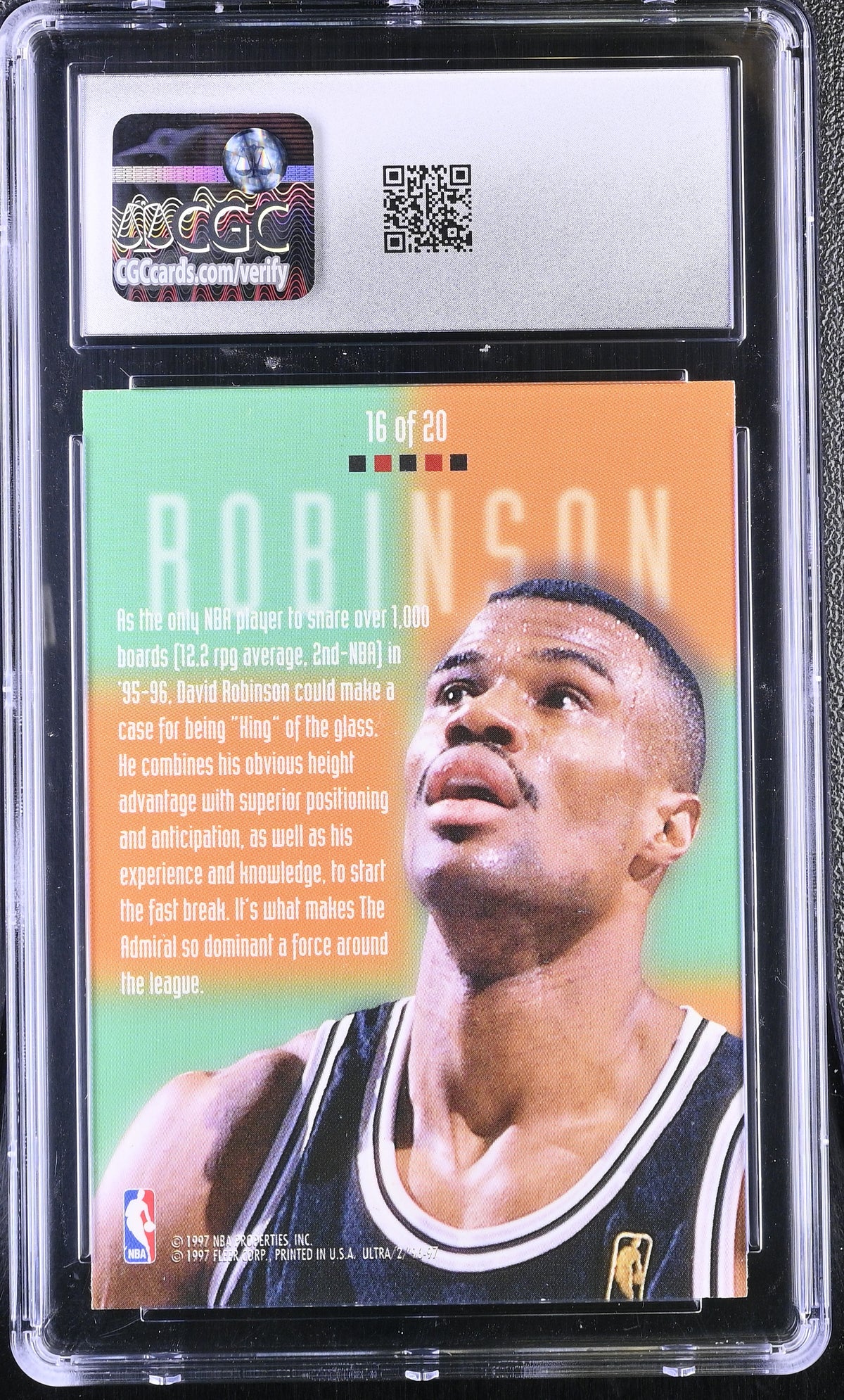 1996-97 Fleer Ultra David Robinson Board Game #16 CGC 8.5