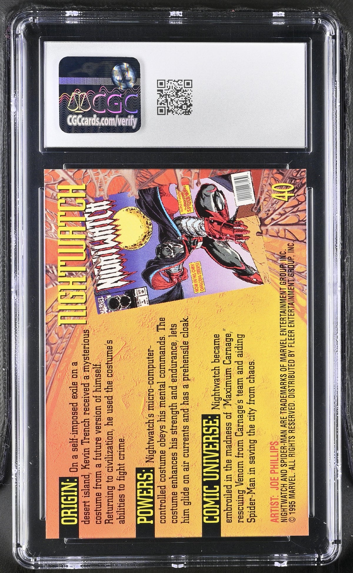 1995 Fleer Ultra Spider-Man Nightwatch #40 CGC 10
