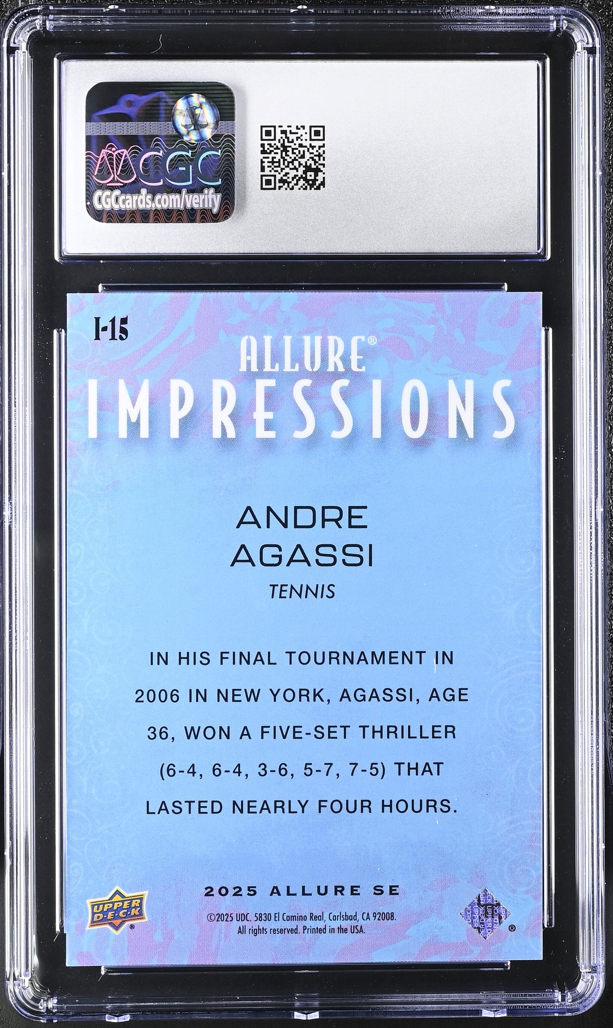 2025 Upper Deck Allure Se Andre Agassi Impressions #I-15 CGC 10