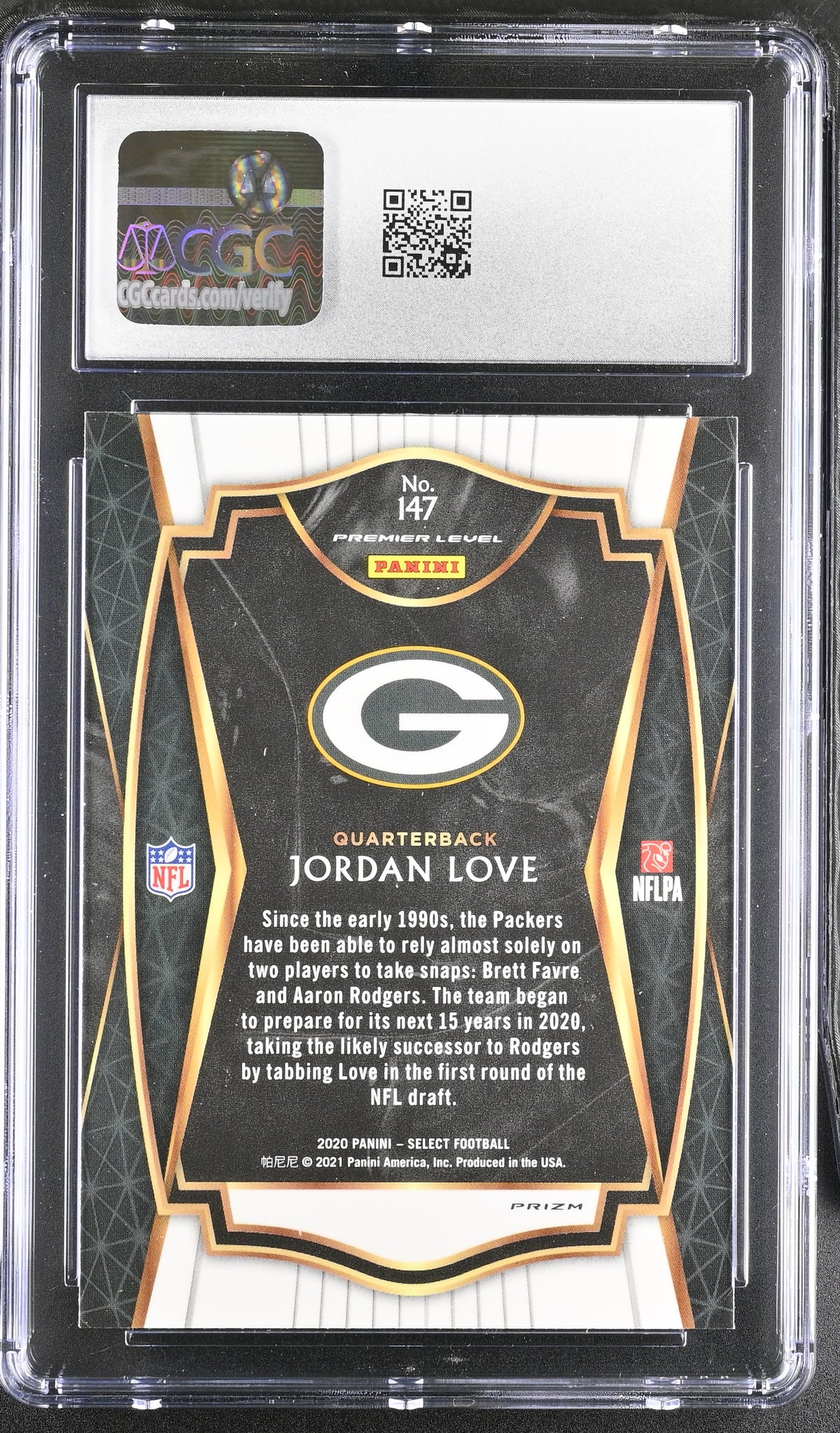 2020 Panini Select Jordan Love Silver Rookie #147 CGC 9 Green Bay Packers