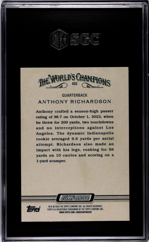 2023 Topps Composite Anthony Richardson Allen & Ginter #403 SGC 9