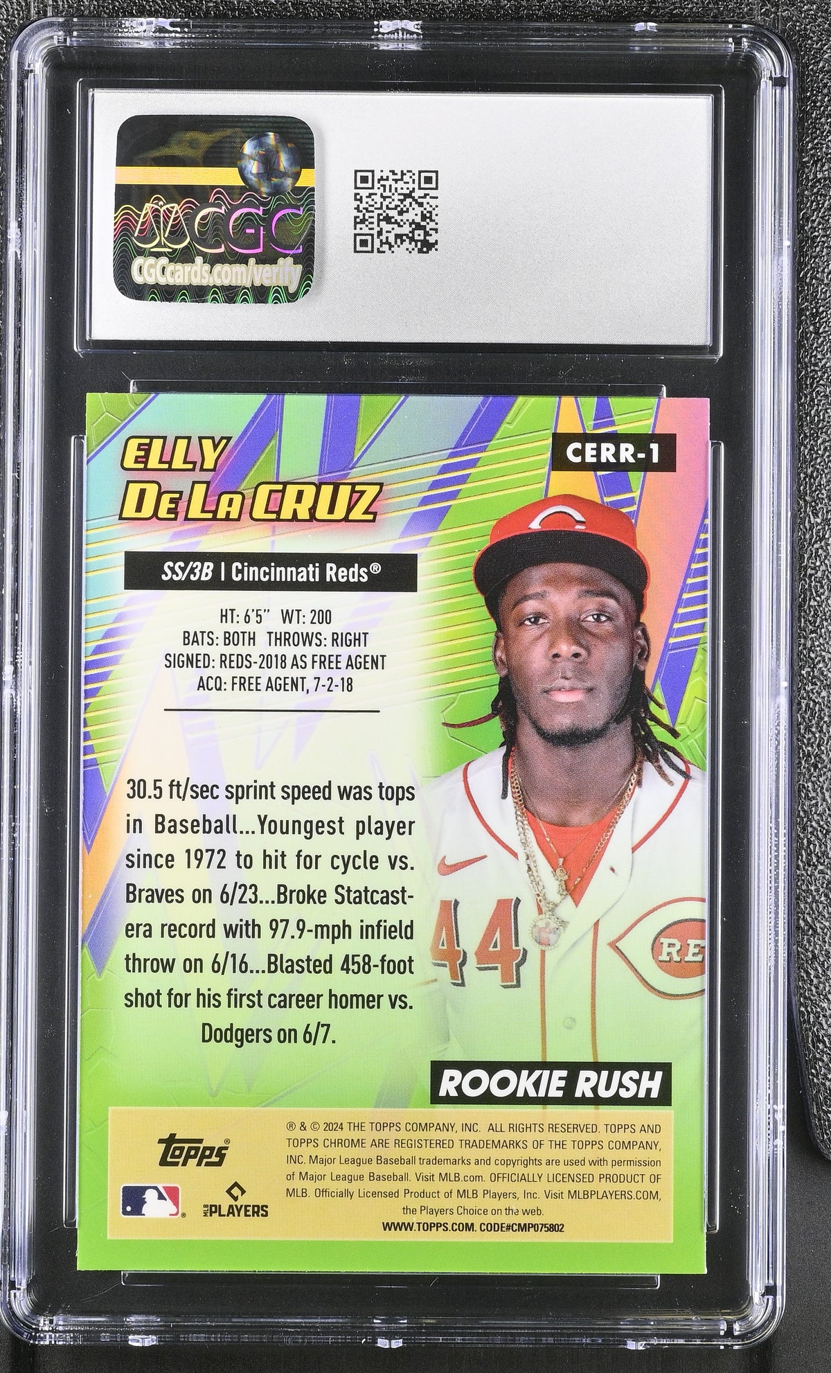 2024 Topps Chrome Elly De La Cruz All-Etch Rookie Rush #CERR-1 CGC 10 Reds