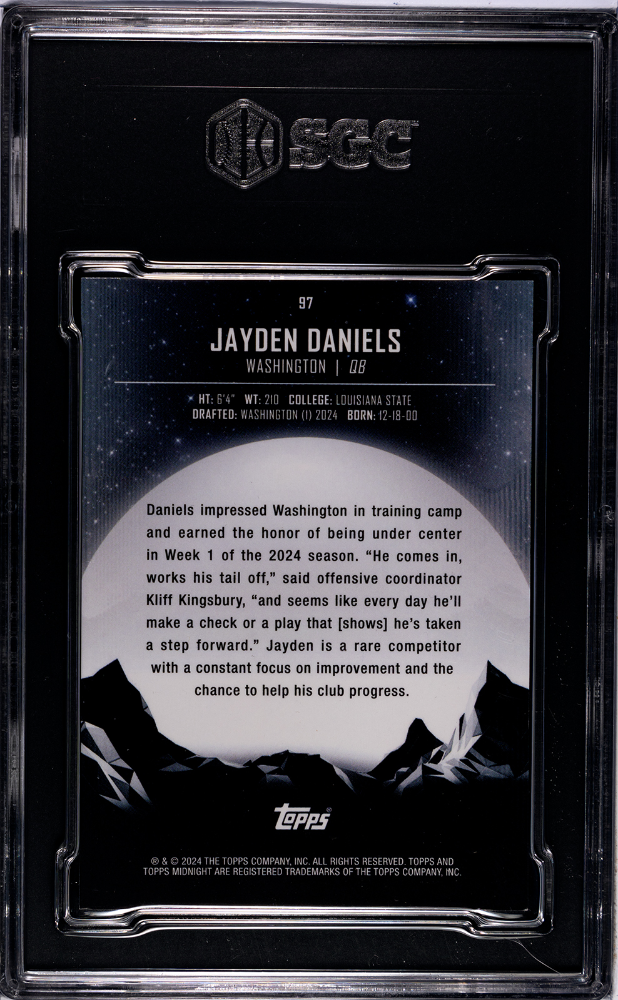 2024 Topps Midnight Jayden Daniels Winter Solstice /35 Rookie 97 SGC 9 Commander