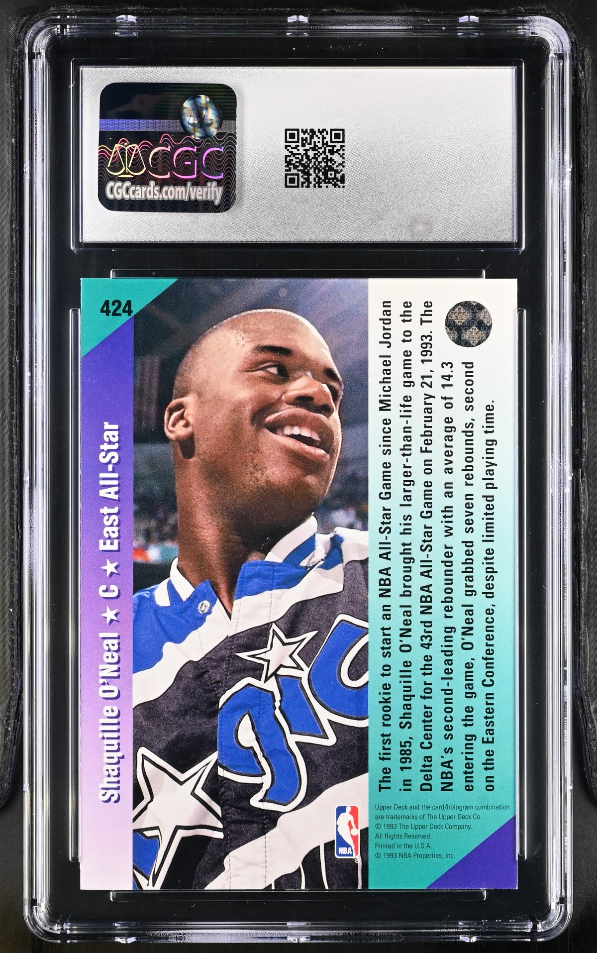 1992-93 Upper Deck Shaquille O'Neal All-Star Rookie #424 CGC 9.5 Orlando Magic