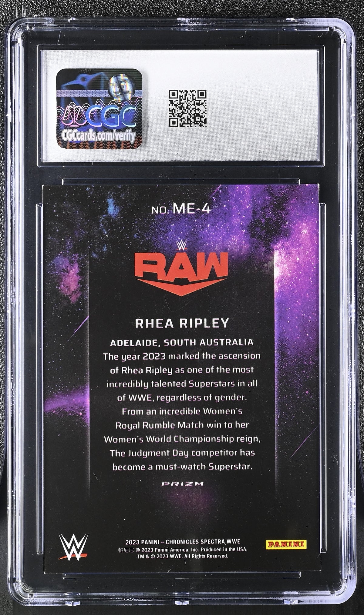 2023 Panini Chronicles WWE Rhea Ripley Main Event #ME-4 CGC 9.5