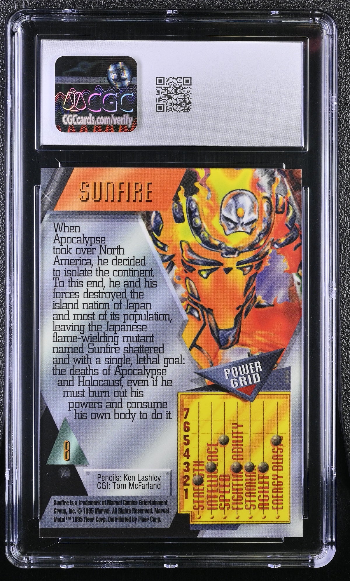 1995 Fleer Marvel Metal Inaugural Edition Sunfire #8 CGC 9.5