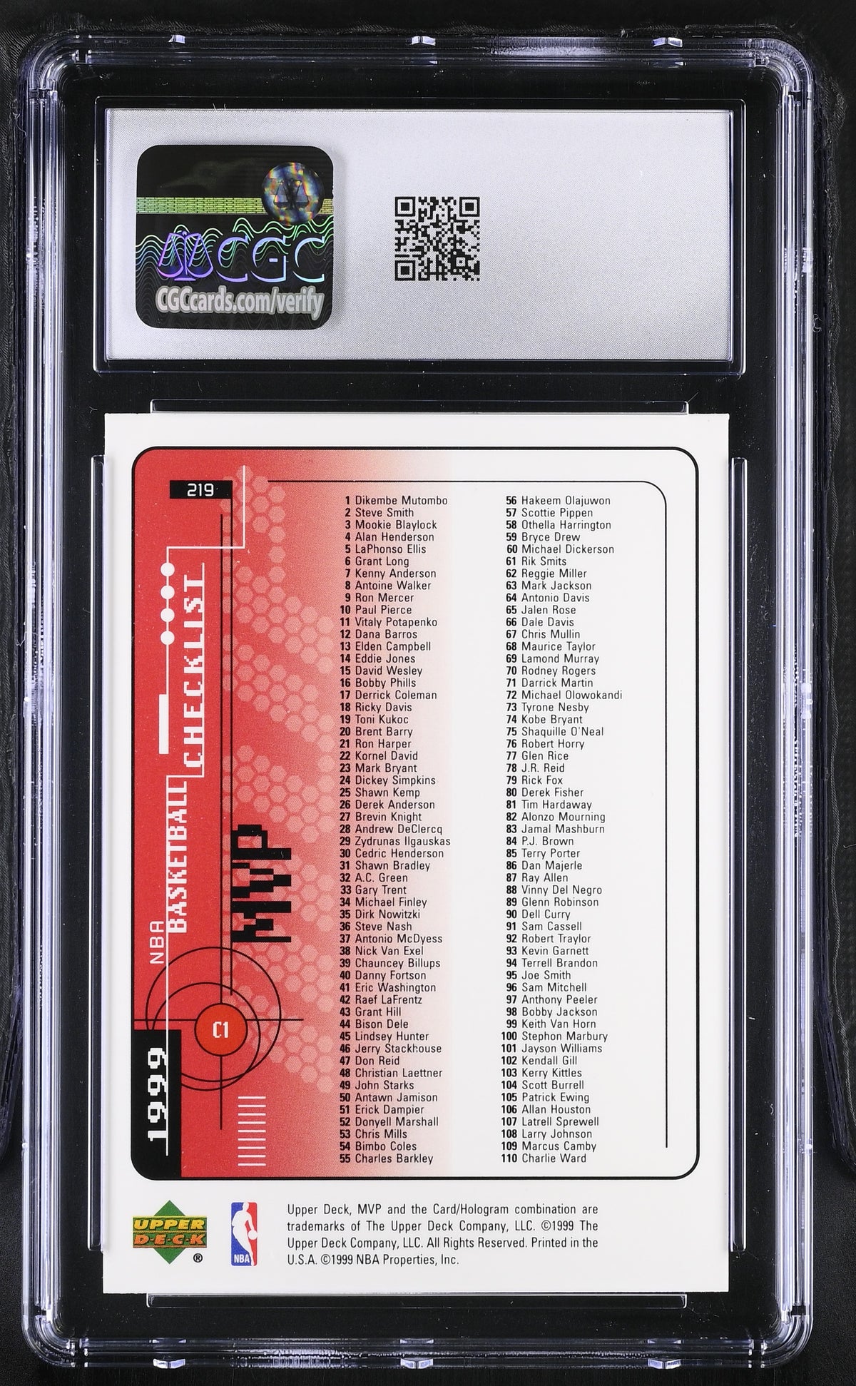 1999-00 Upper Deck MVP Michael Jordan #219 CGC 9.5 Chicago Bulls