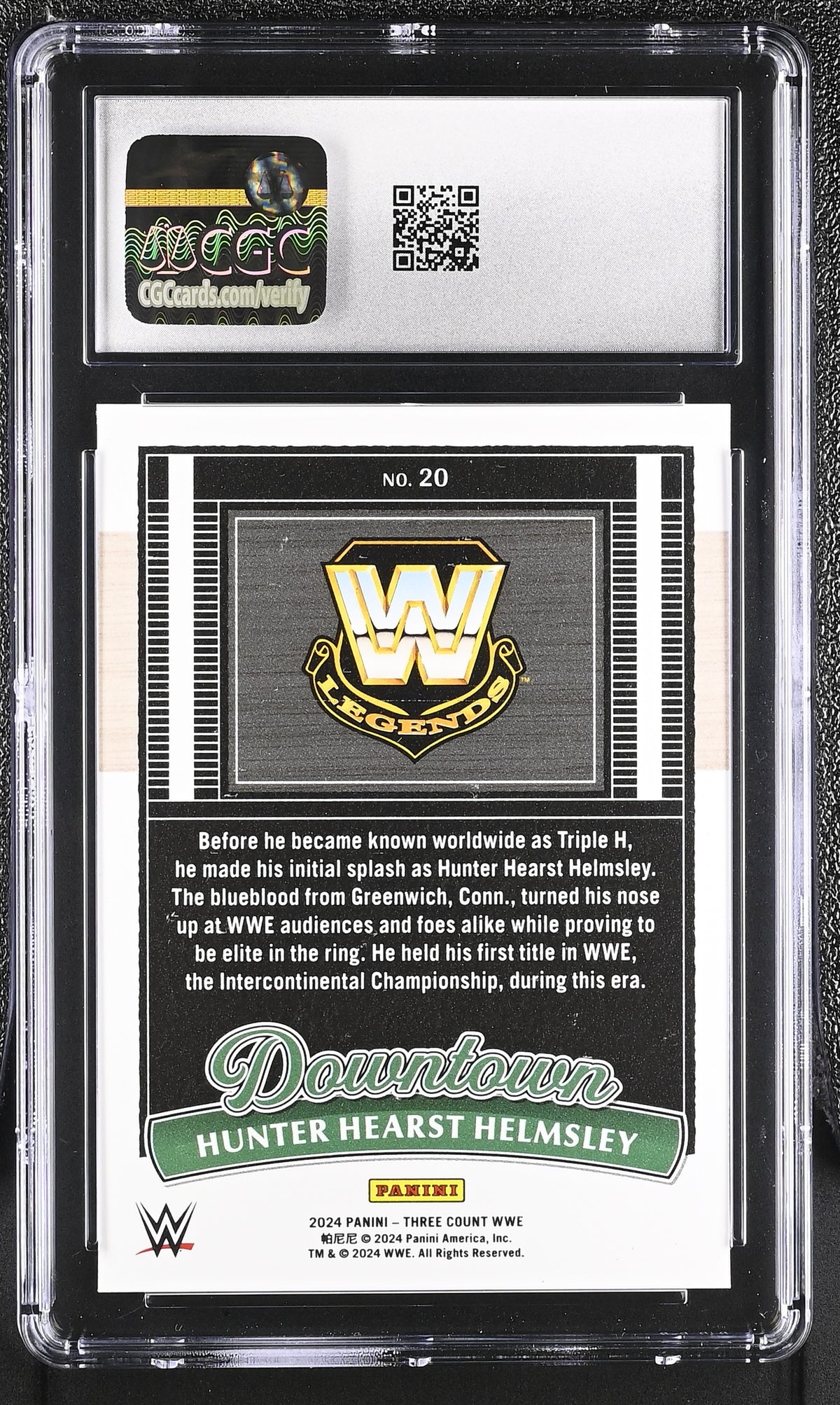 2024 Panini Three Count WWE Hunter Hearst Helmsley Downtown #20 CGC 9.5