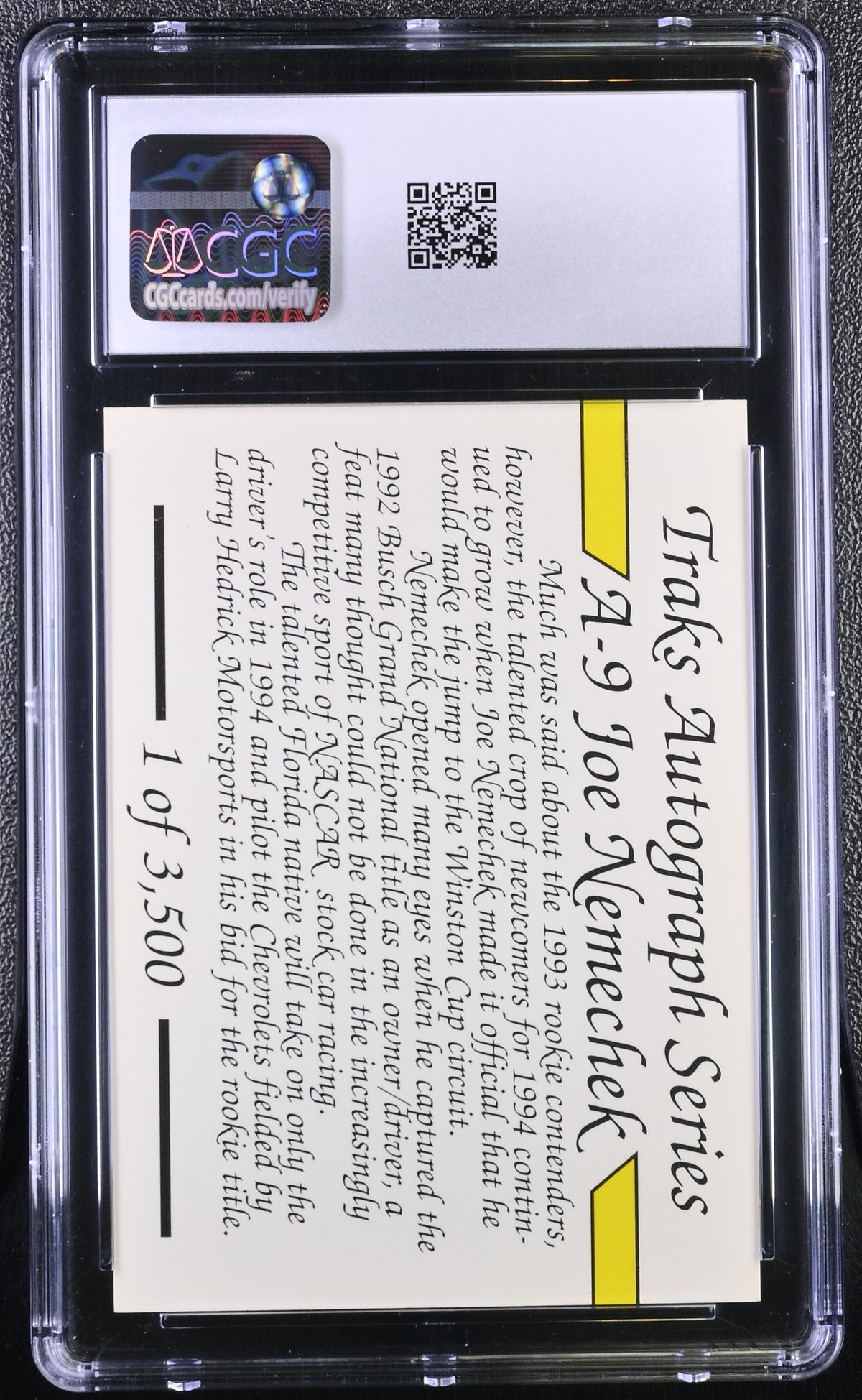 1994 Traks Joe Nemechek Autographs #A-9 CGC 9.5