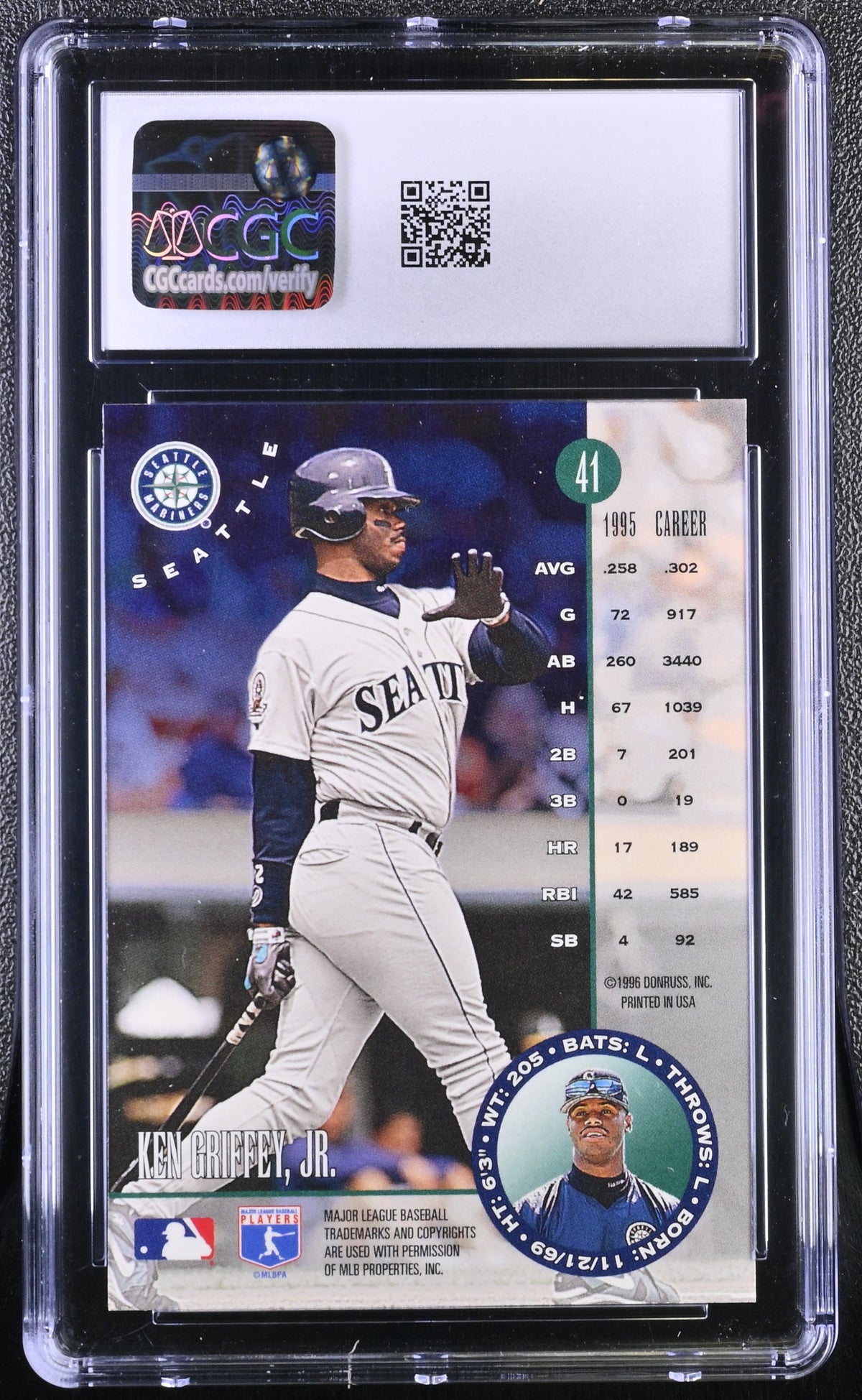 1996 Leaf Ken Griffey Jr. #41 CGC 9.5 Seattle Mariners