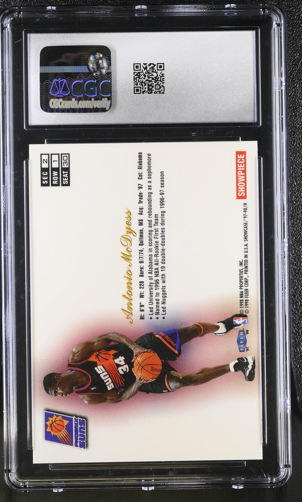 1997-98 Flair Showcase Antonio McDyess Row 1 #30 CGC 9 Phoenix Suns