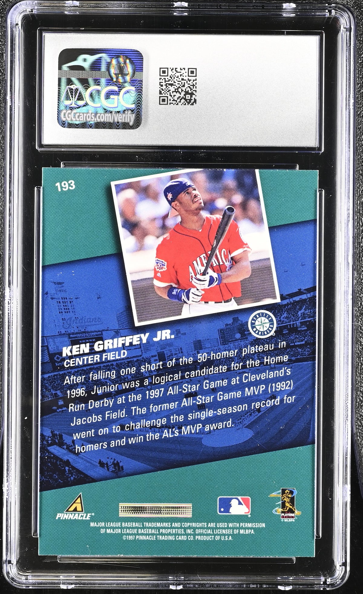 1998 Pinnacle Ken Griffey Jr. #193 CGC 9 Seattle Mariners