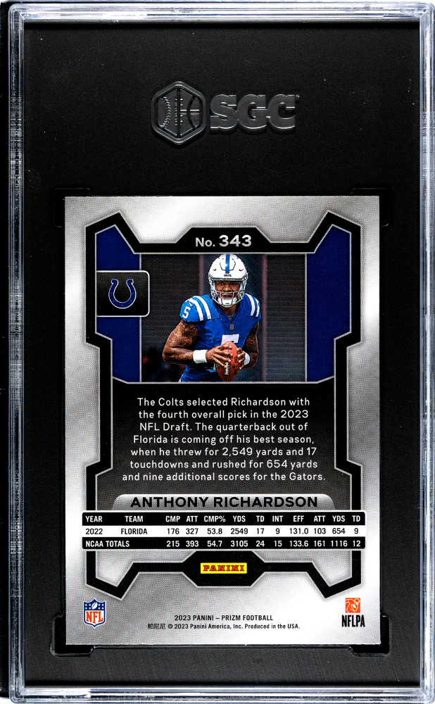 2023 Panini Prizm Anthony Richardson Rookie #343 SGC 9.5 Indianapolis Colts