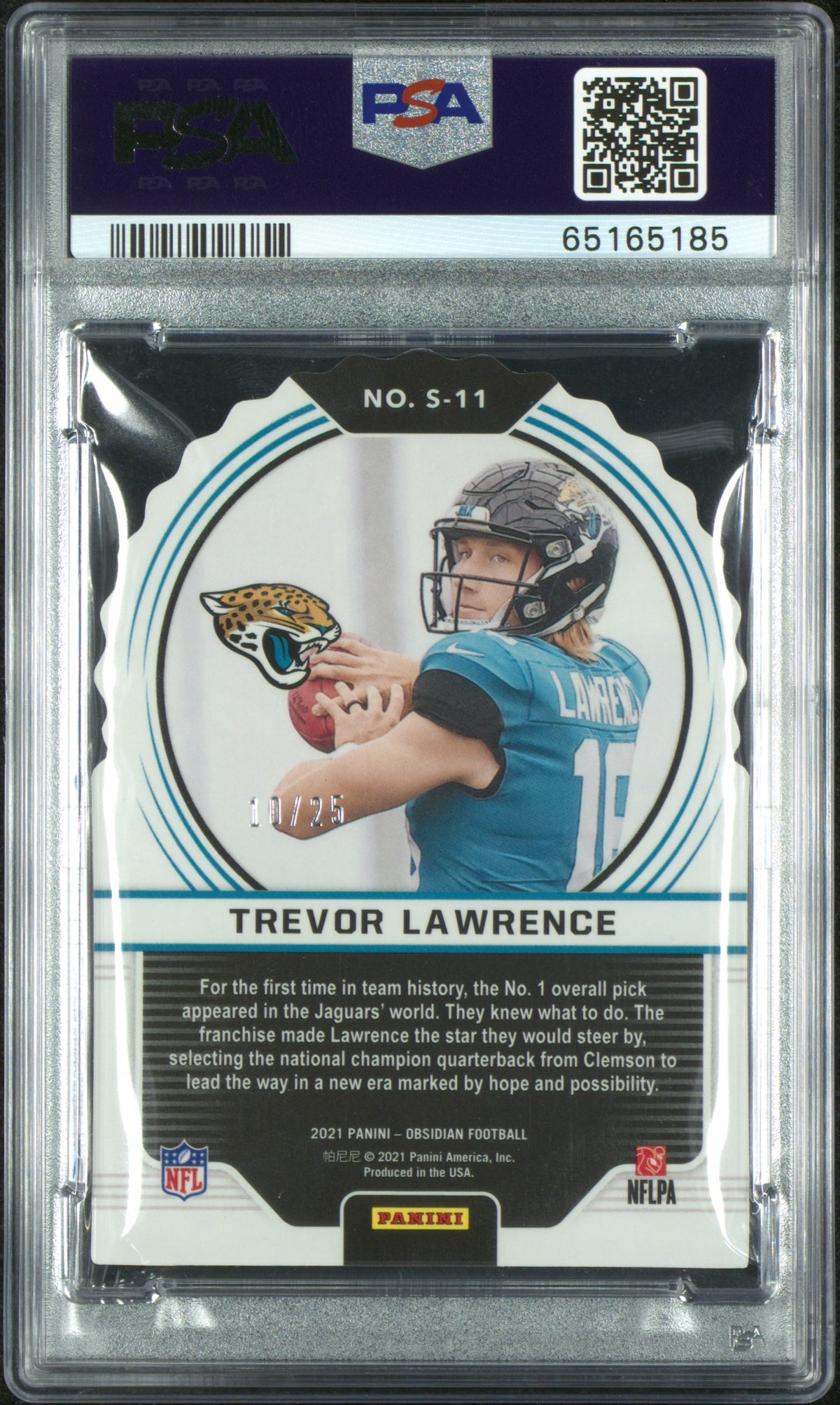 2021 Panini Obsidian Supernova Trevor Lawrence Orange /25 Rookie PSA 10 Jaguars