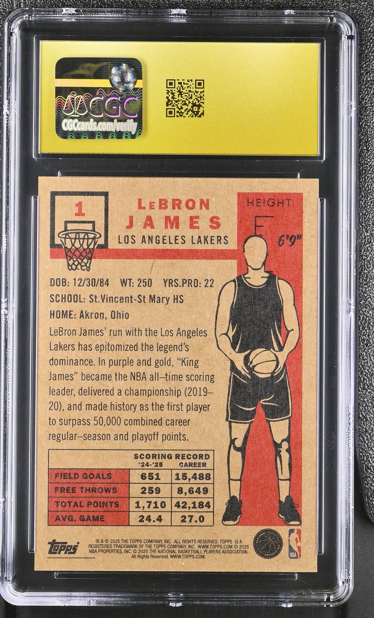 2025-26 Topps Living Set LeBron James #1 CGC 10 Pristine Lakers