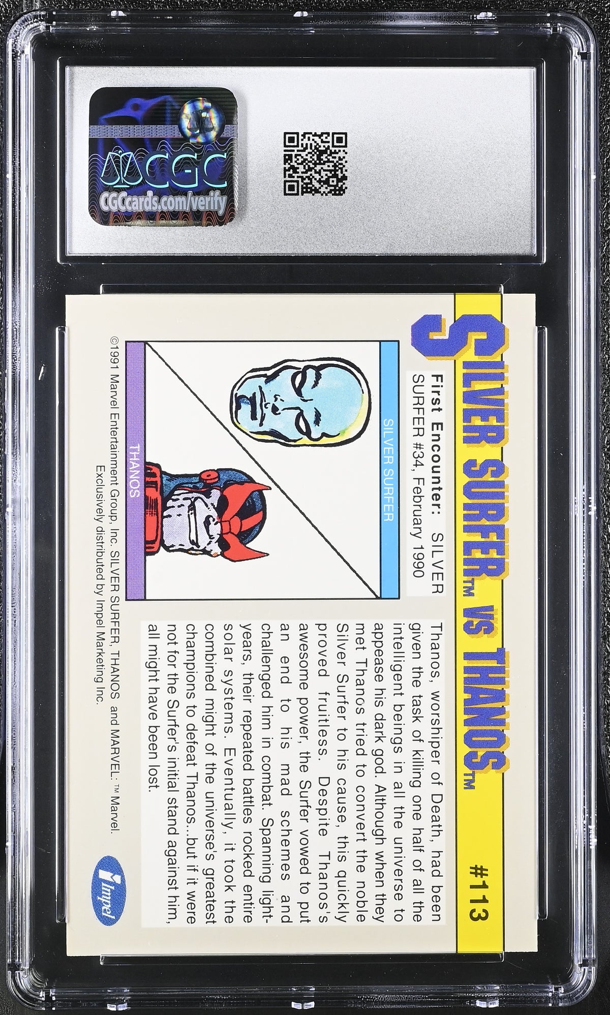 1991 Impel Marvel Universe Silver Surfer Vs. Thanos #113 Arch-Enemies CGC 10