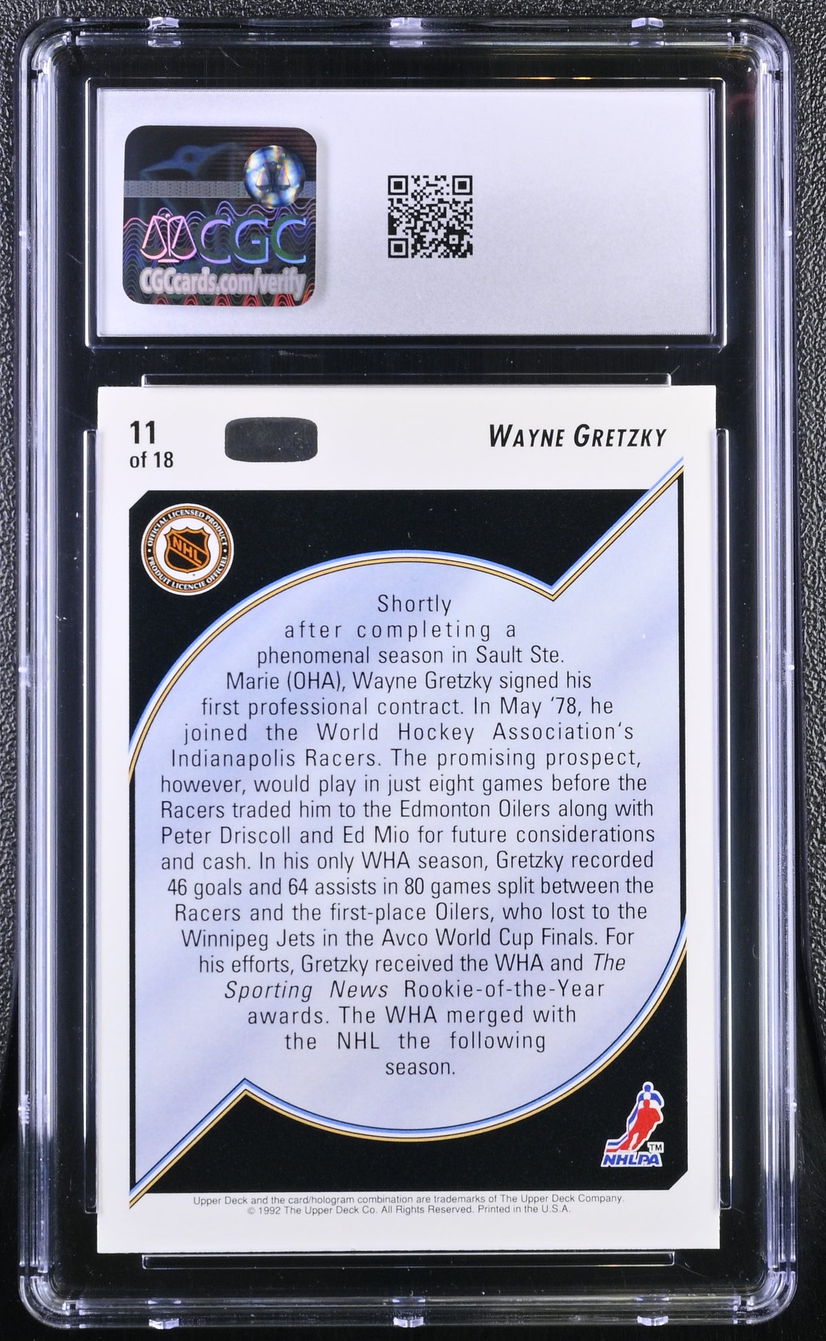 1992-93 Upper Deck Wayne Gretzky Wayne Gretzky Heroes #11 CGC 9.5 Oilers