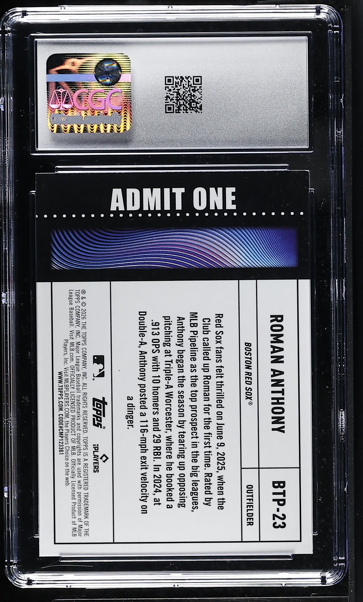 2026 Topps Roman Anthony Big Ticket Players #BTP-23 CGC 9.5